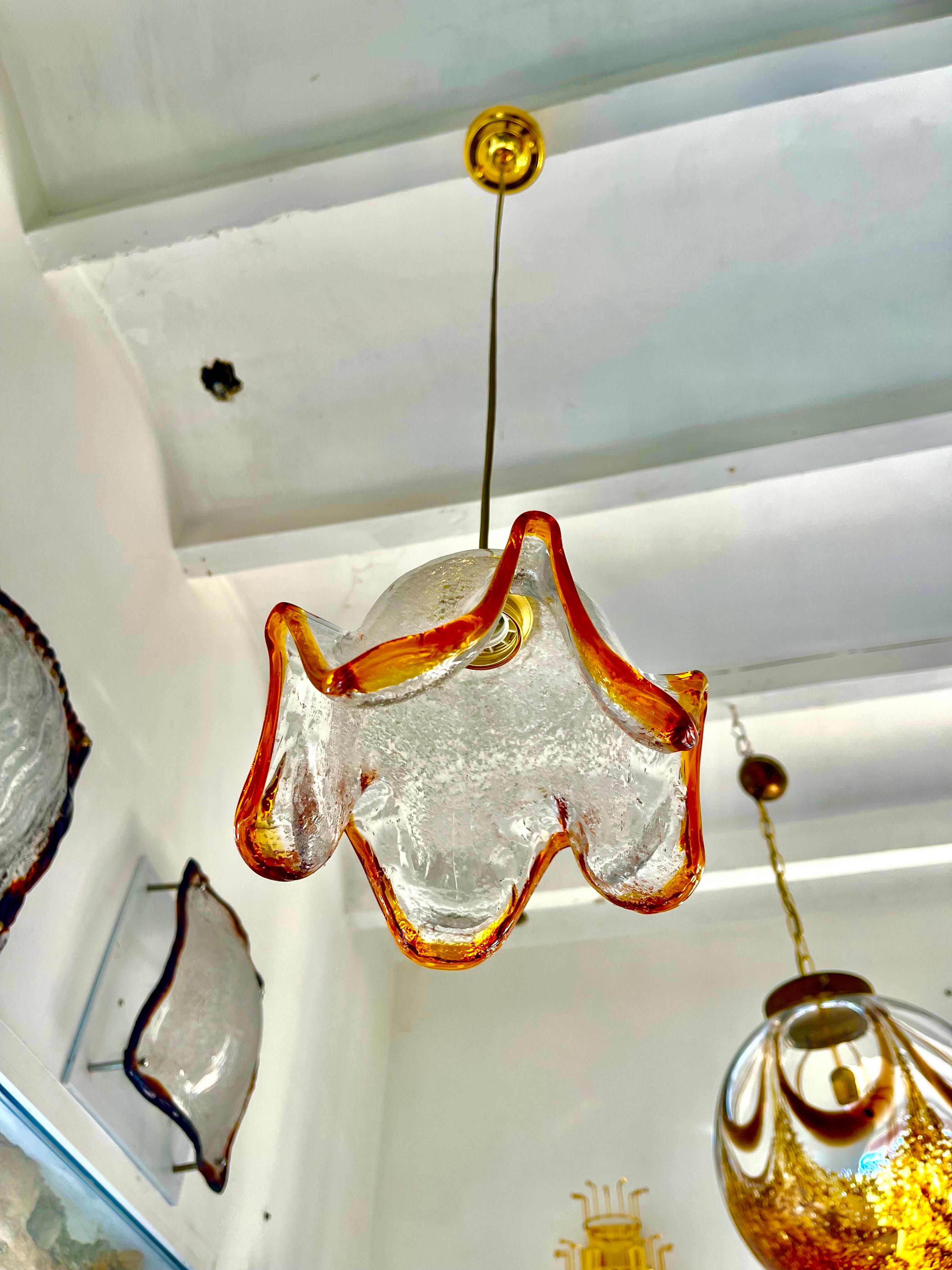 Mazzega Pendant with Glass Murano Bicolore 3 units  , Italy, 1970 1