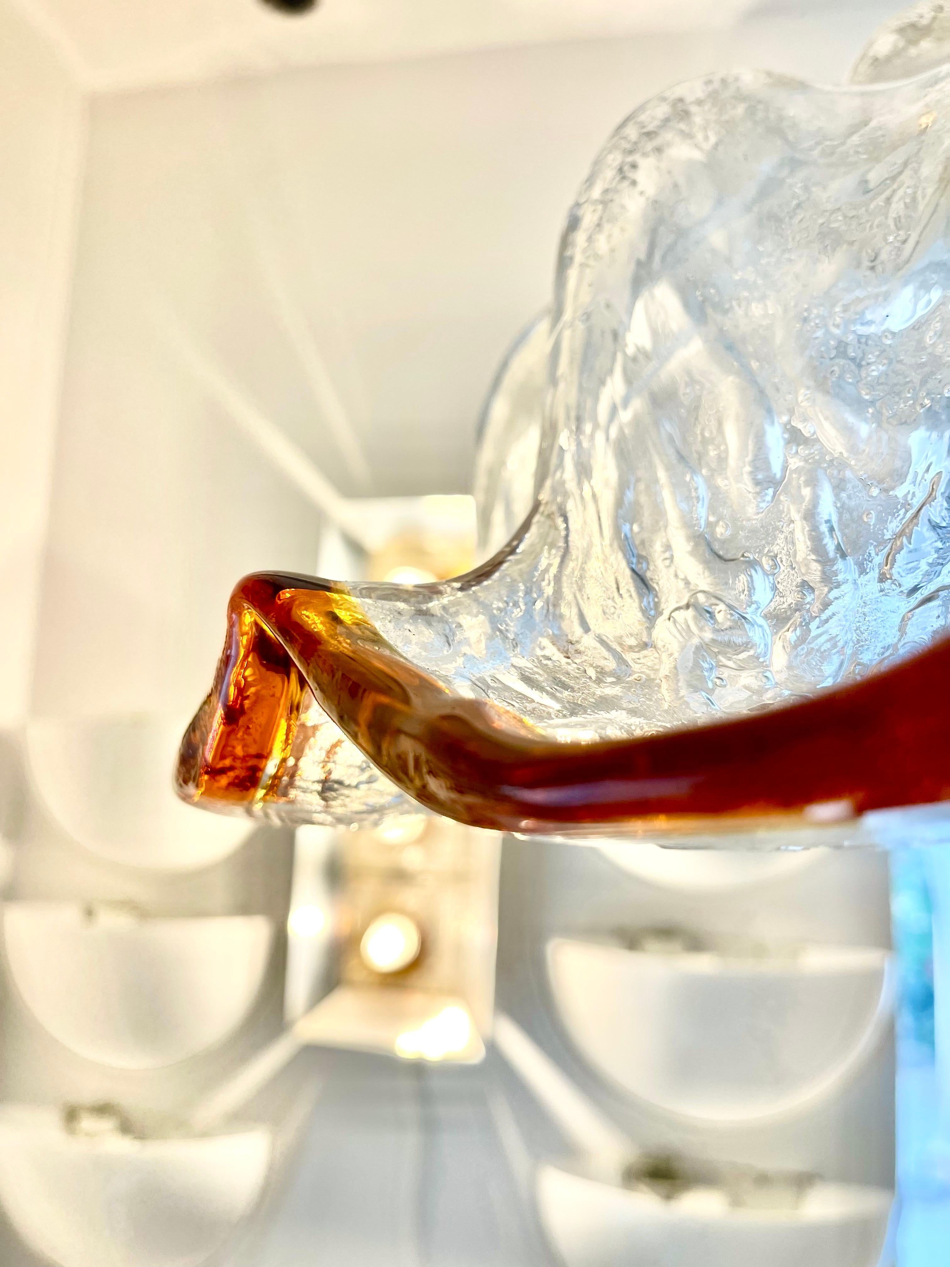 italien Lampe à suspension Mazzega en verre de Murano bicolore  XXL , Italie, 1970 en vente