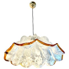 Lampe à suspension Mazzega en verre de Murano bicolore  XXL , Italie, 1970