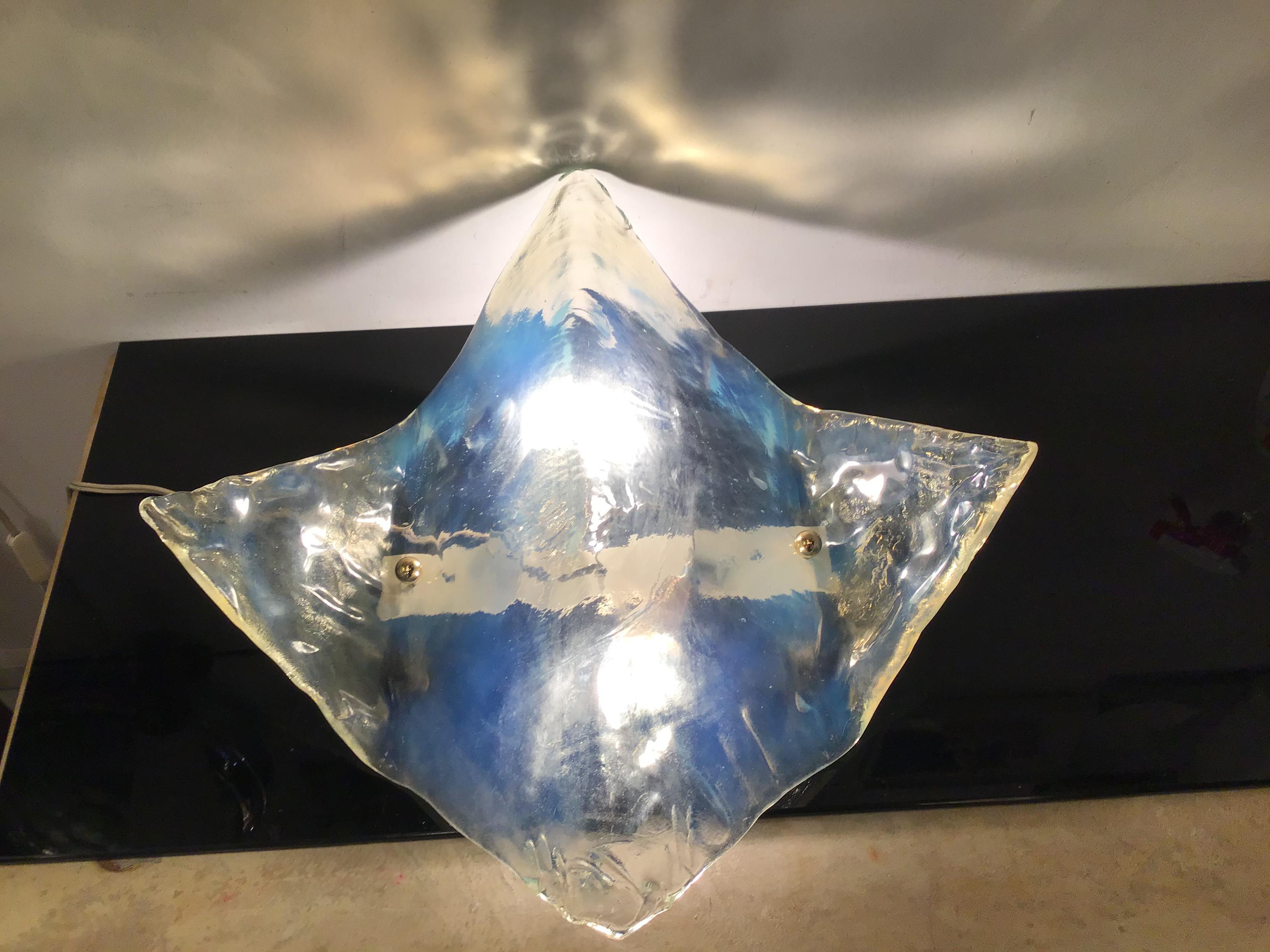 Mazzega SCONCES OTTONE VETRO MURANO 1965 ITALIA in vendita 7