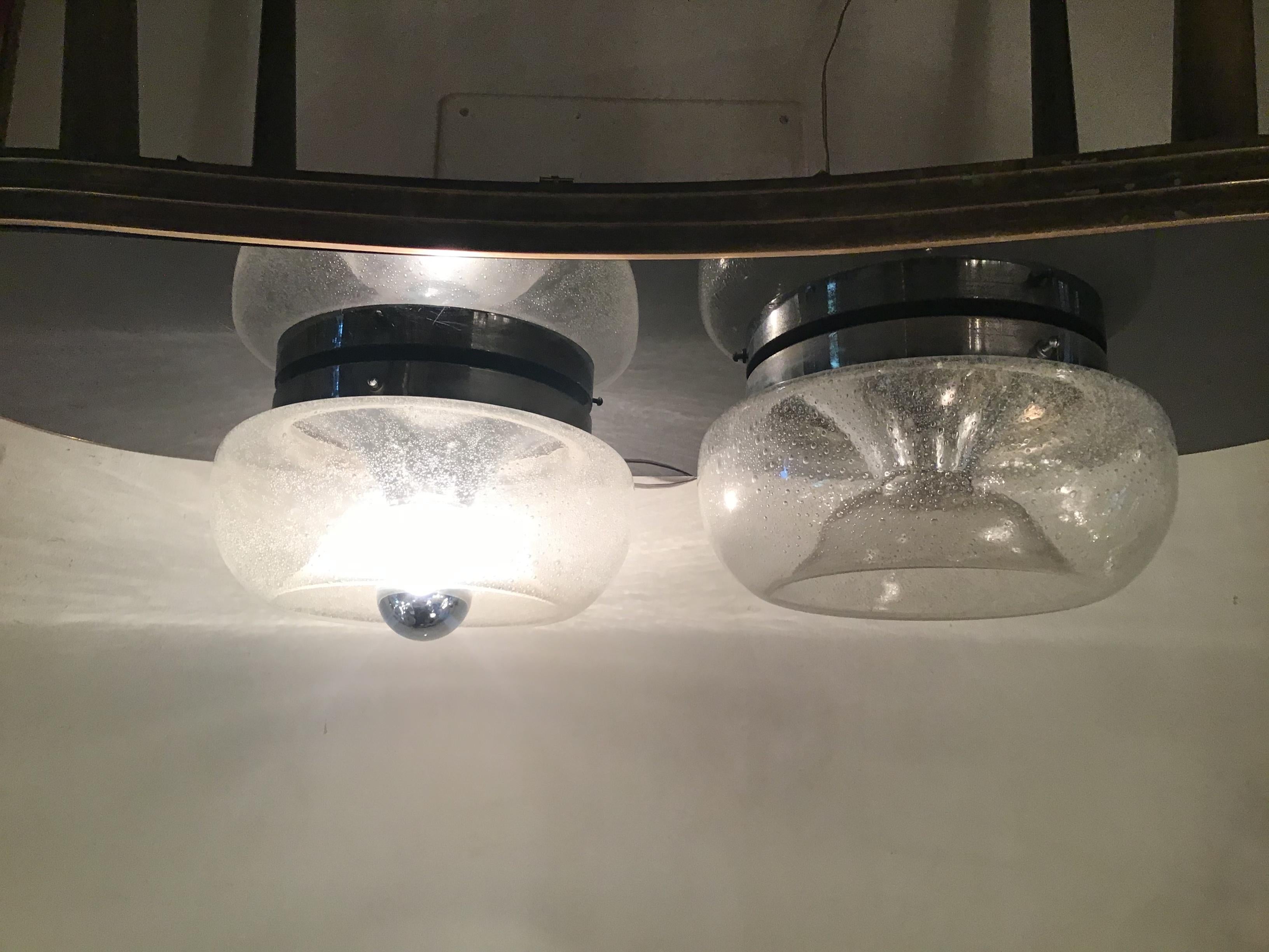 Mazzega - Appliques/Lambrequins lumineux en verre de Murano - Métal Crome - 1960 - Italie en vente 3