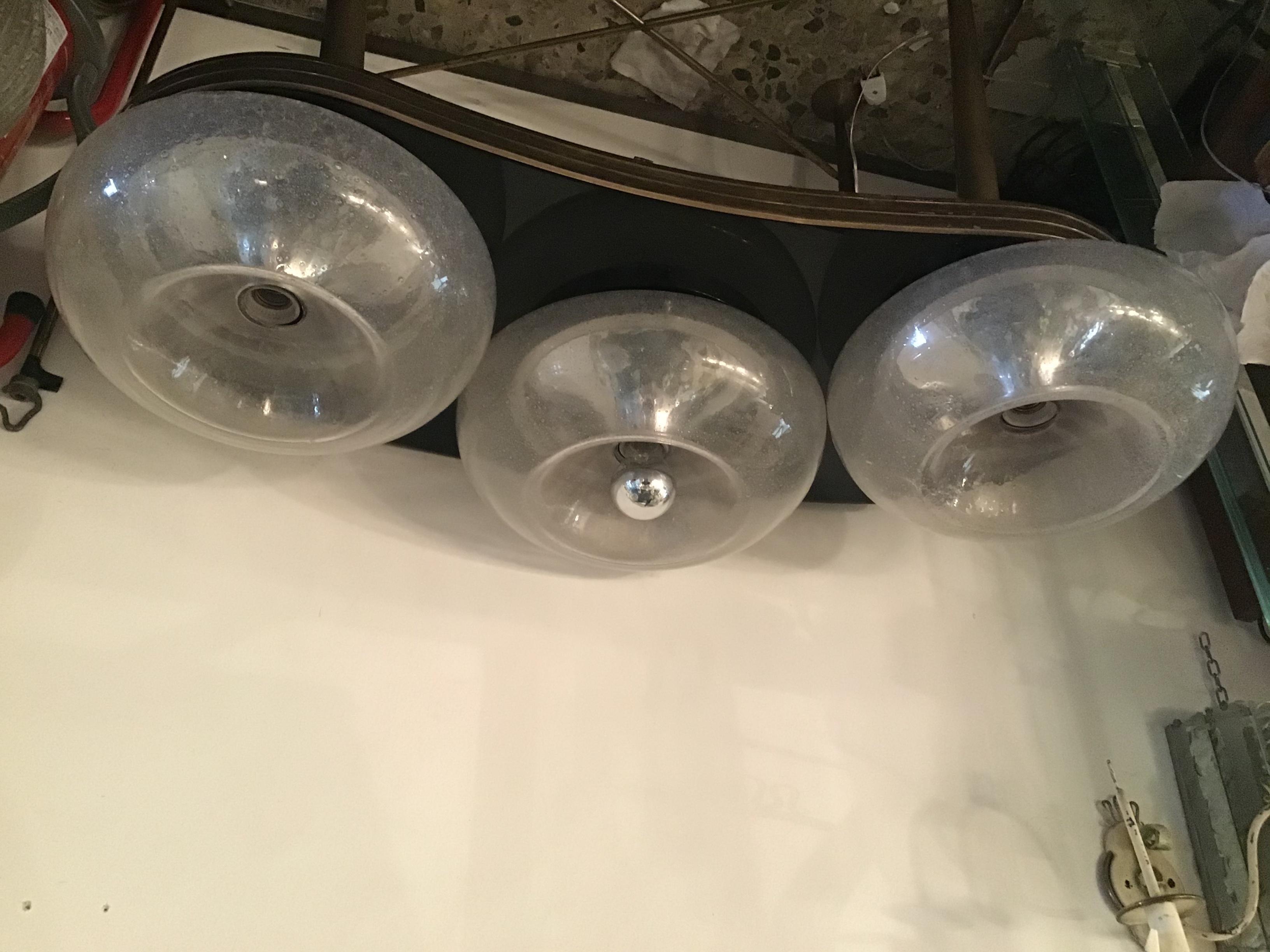 Mazzega Sconces / Ceilling Light Murano Glass Metal Crome 1960 Italy In Excellent Condition For Sale In Milano, IT