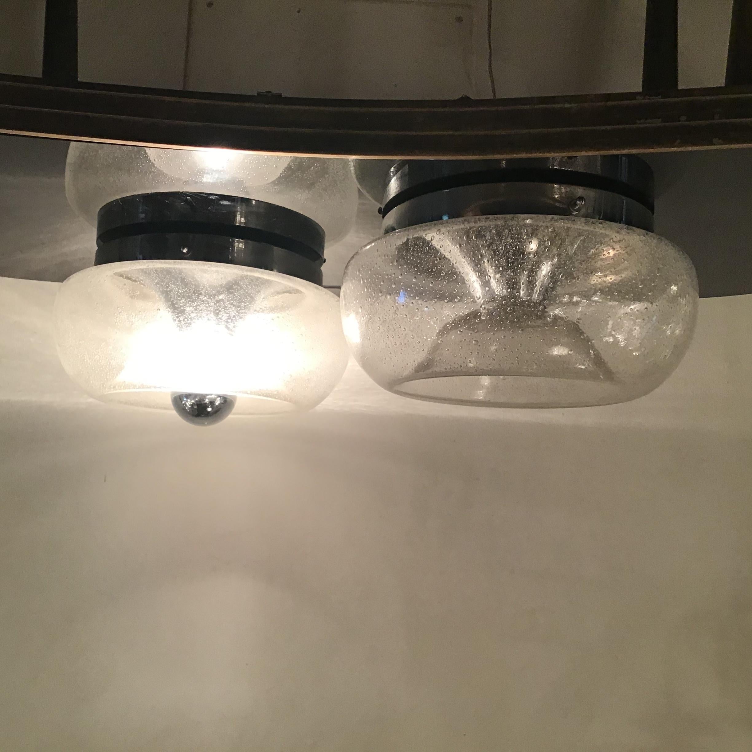 Milieu du XXe siècle Mazzega - Appliques/Lambrequins lumineux en verre de Murano - Métal Crome - 1960 - Italie en vente
