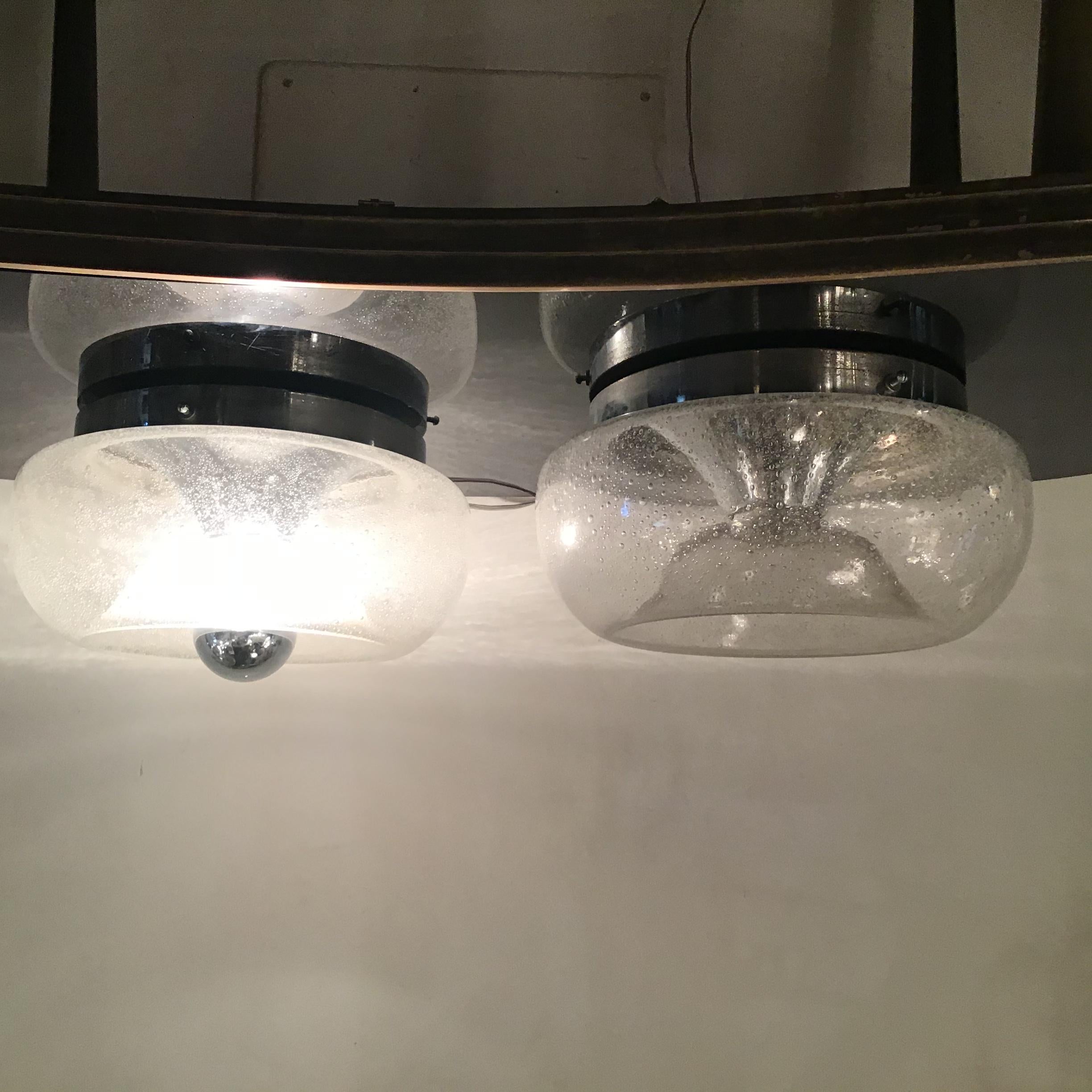 Mazzega/Sconces/Ceilling Light Murano Glass Metal Crome 1960 Italy For Sale 2