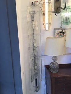 Mazzega Sconces Murano Glass Metal Crome 1960 Italy