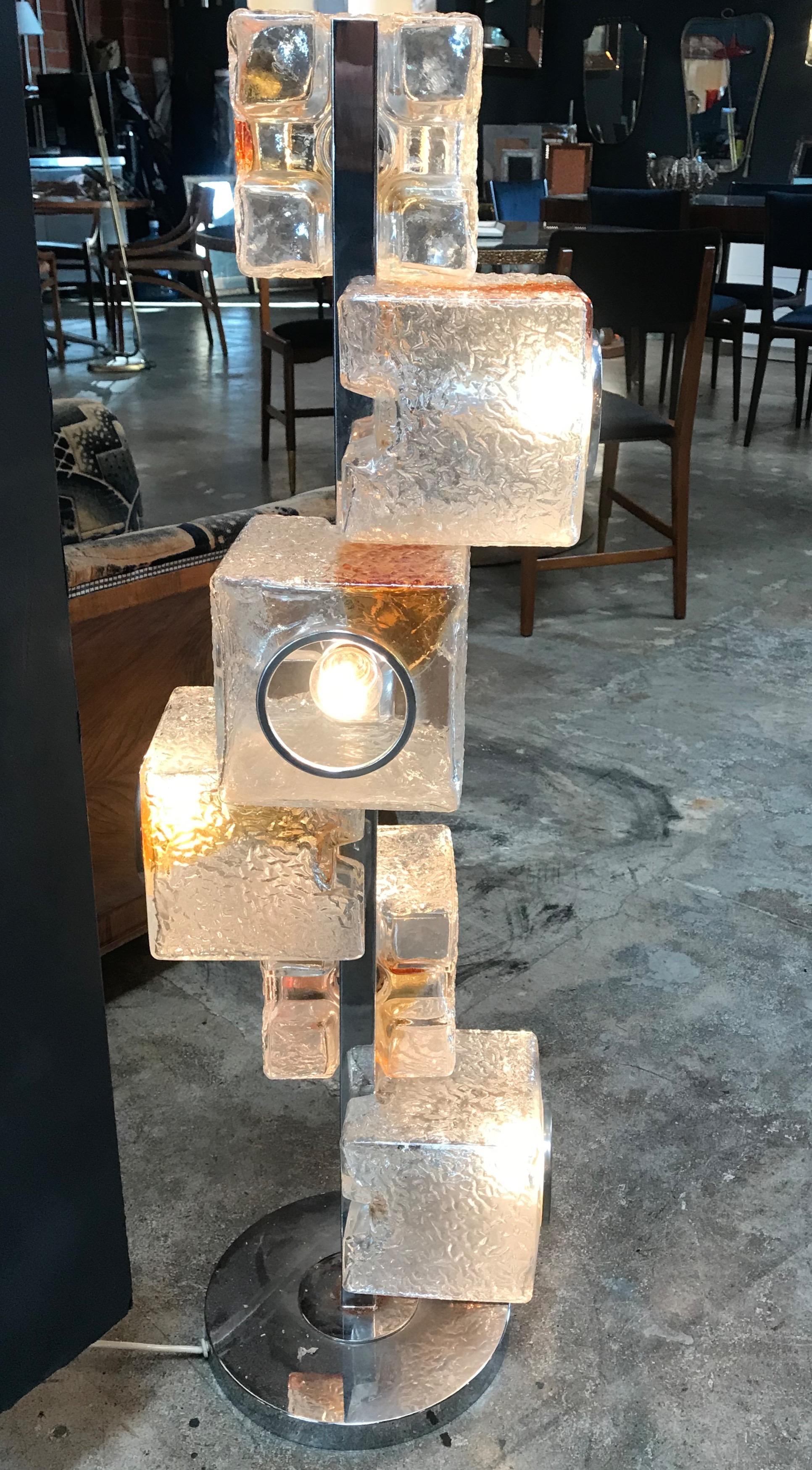 Metal Mazzega Sculptural Six-Light Floor Lamp, Italy