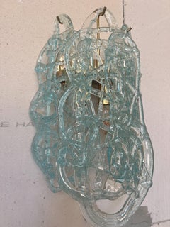 Mazzega “Spun Sugar” Murano Glass Wall Sconces – Italy, 1970s 3 Available