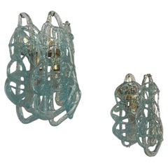 Mazzega “Spun Sugar” Murano Glass Wall Sconces – Italy, 1970s 3 Available