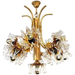 Mazzega Sputnik Flower Glass Vintage Italian Chandelier, 1970s