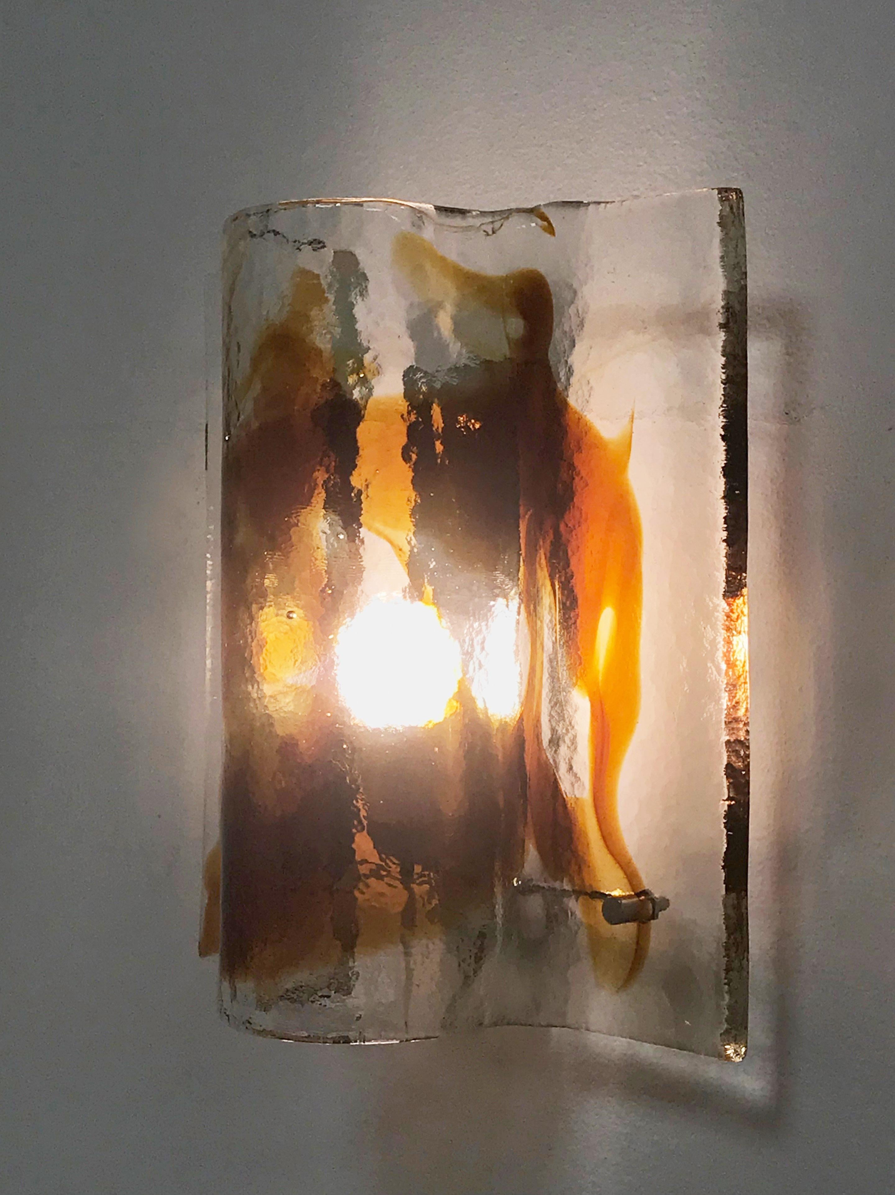 Mazzega Square Murano Glass Sconces, Italian Wall Light, Italy, 1960s 1