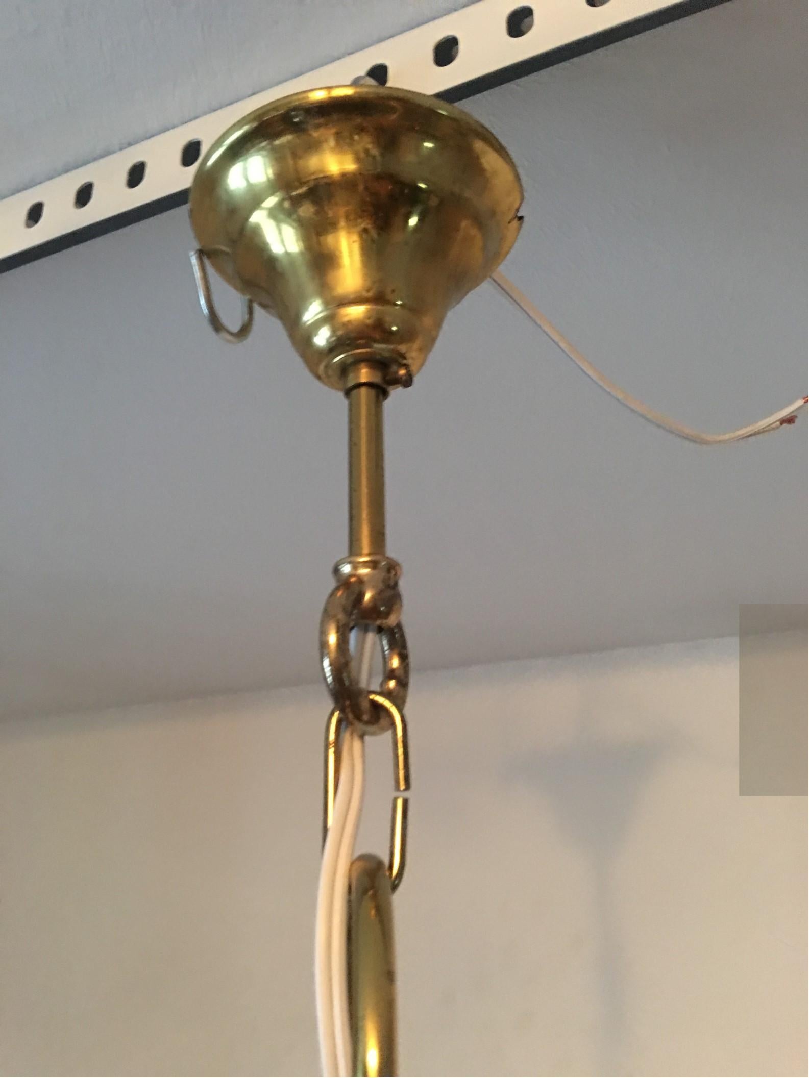Late 20th Century Mazzega Style Brass and Smoke Glass Chandelier, Beautiful Item For Sale