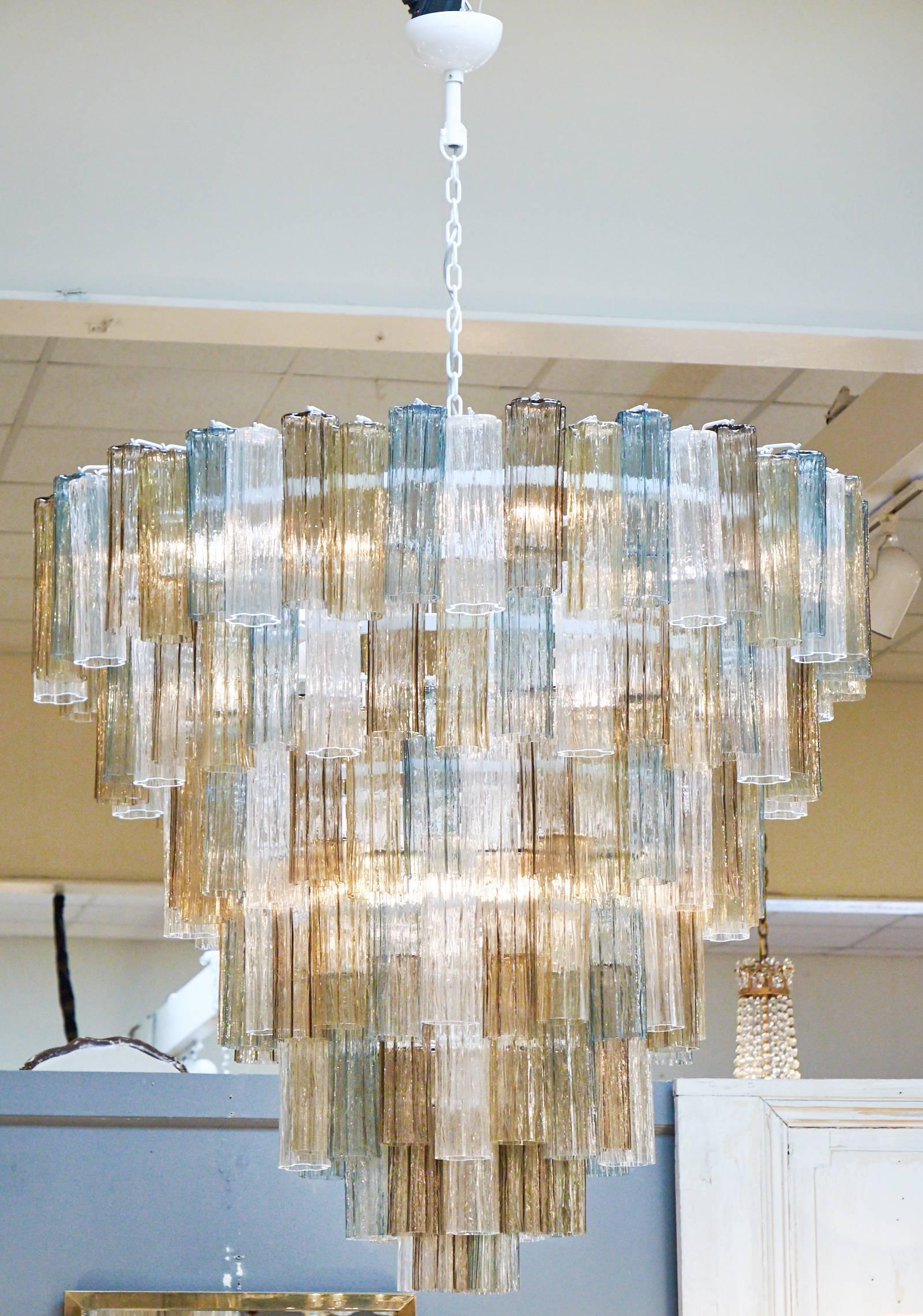 Mid-Century moderno Lampadario in vetro di Murano multicolore in vendita