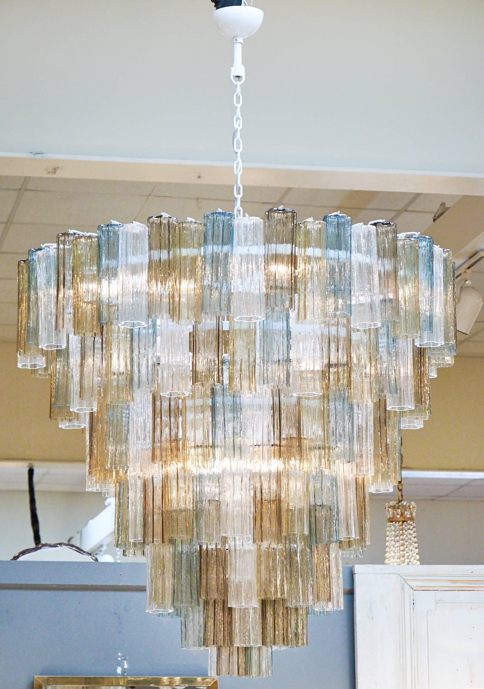 Mid-Century Modern Mazzega Style Multicolored Murano Glass Chandelier For Sale