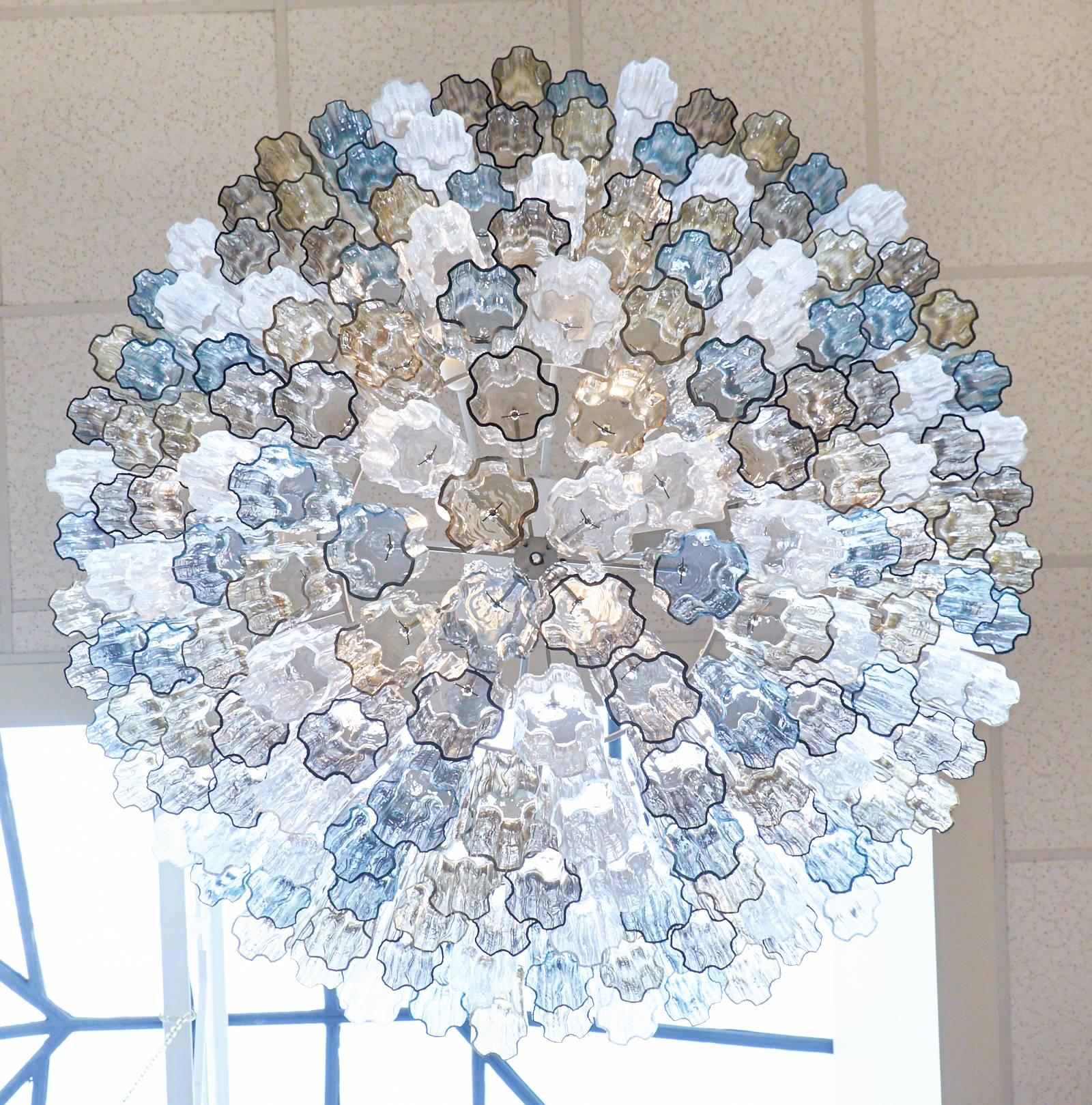 Italian Mazzega Style Multicolored Murano Glass Chandelier For Sale