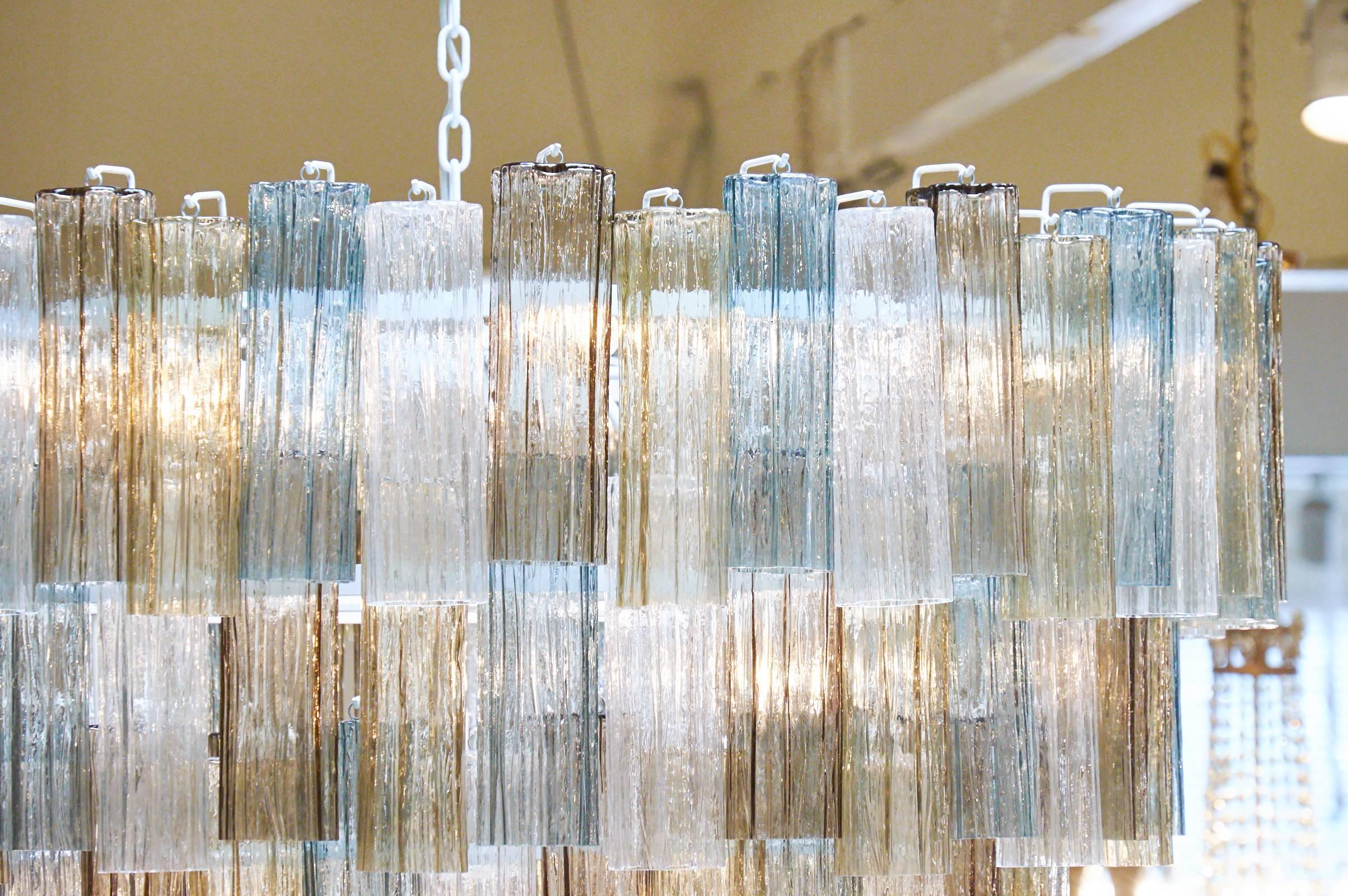 Mazzega Style Multicolored Murano Glass Chandelier In Excellent Condition For Sale In Austin, TX