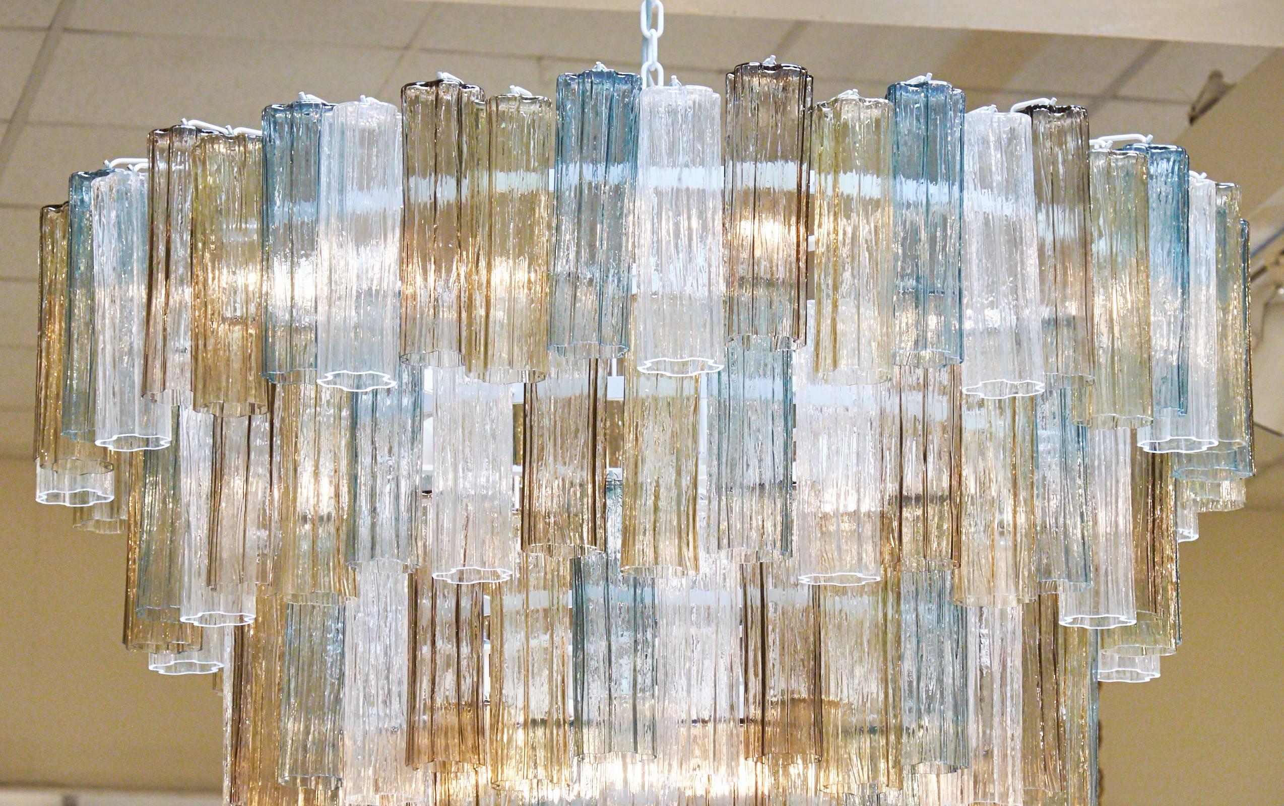 Contemporary Mazzega Style Multicolored Murano Glass Chandelier For Sale