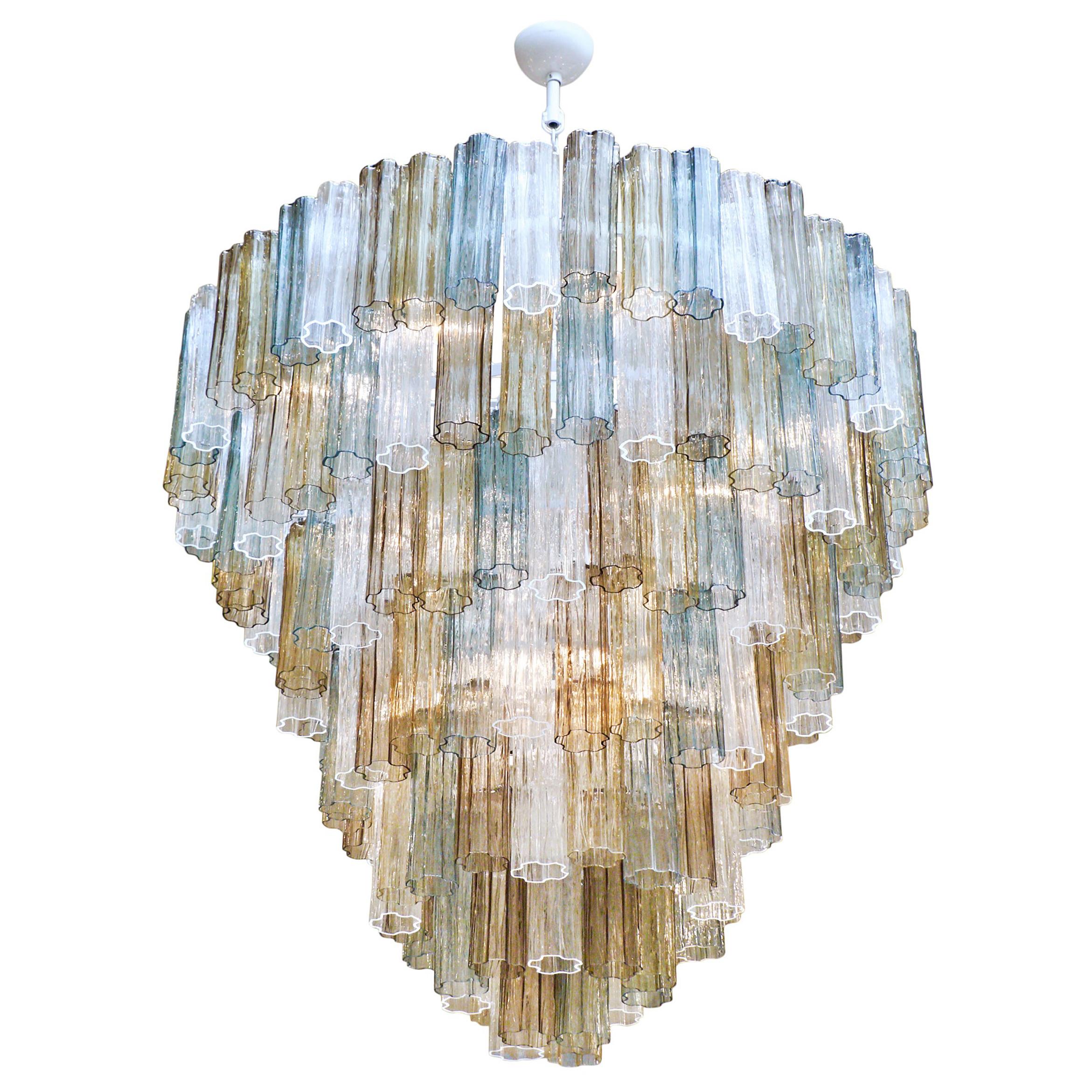 Mazzega Style Multicolored Murano Glass Chandelier For Sale