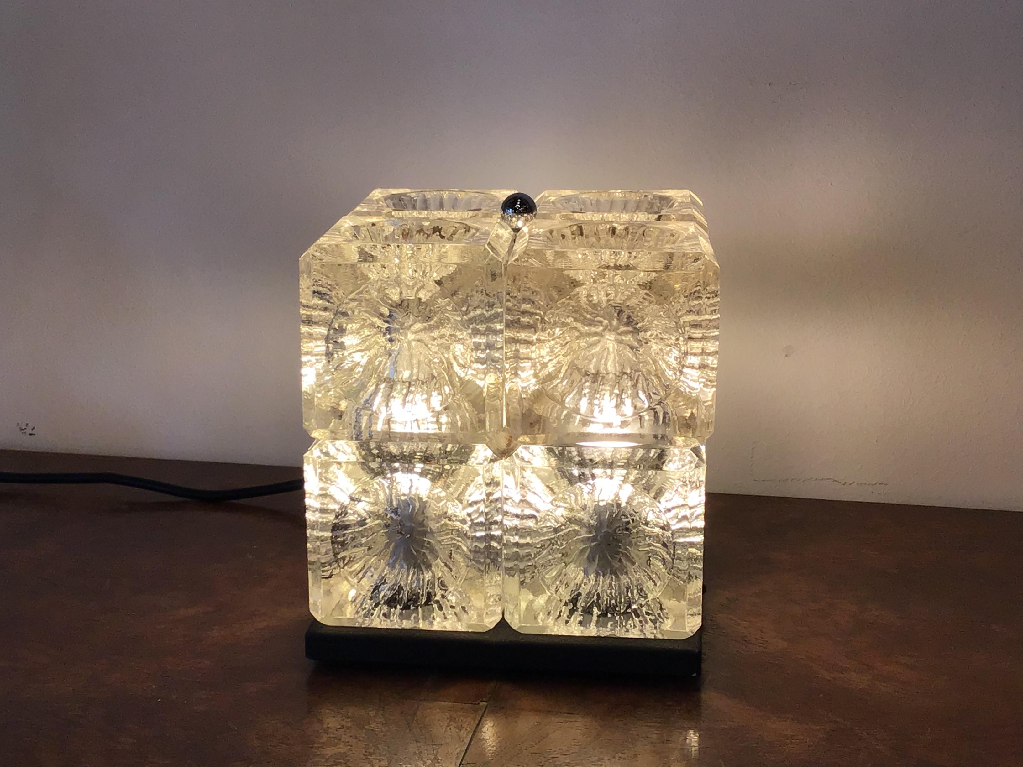 Lampe de bureau Mazzega en verre métallique chromé, 1968, Italie en vente 5