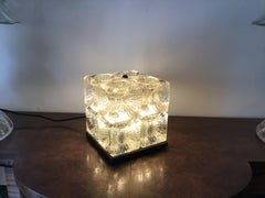 Mazzega Table Lamp Glass Metal Chrome, 1968, Italy