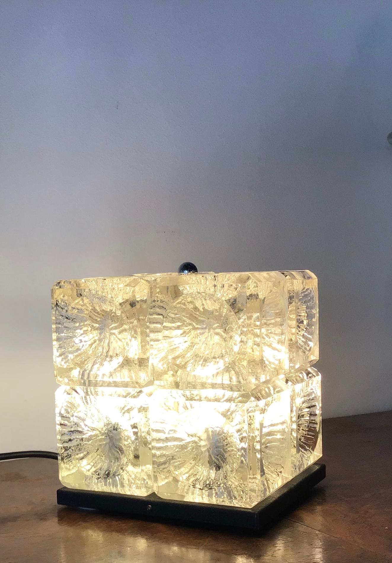 Other Mazzega Table Lamp Glass Metal Chrome, 1968, Italy For Sale