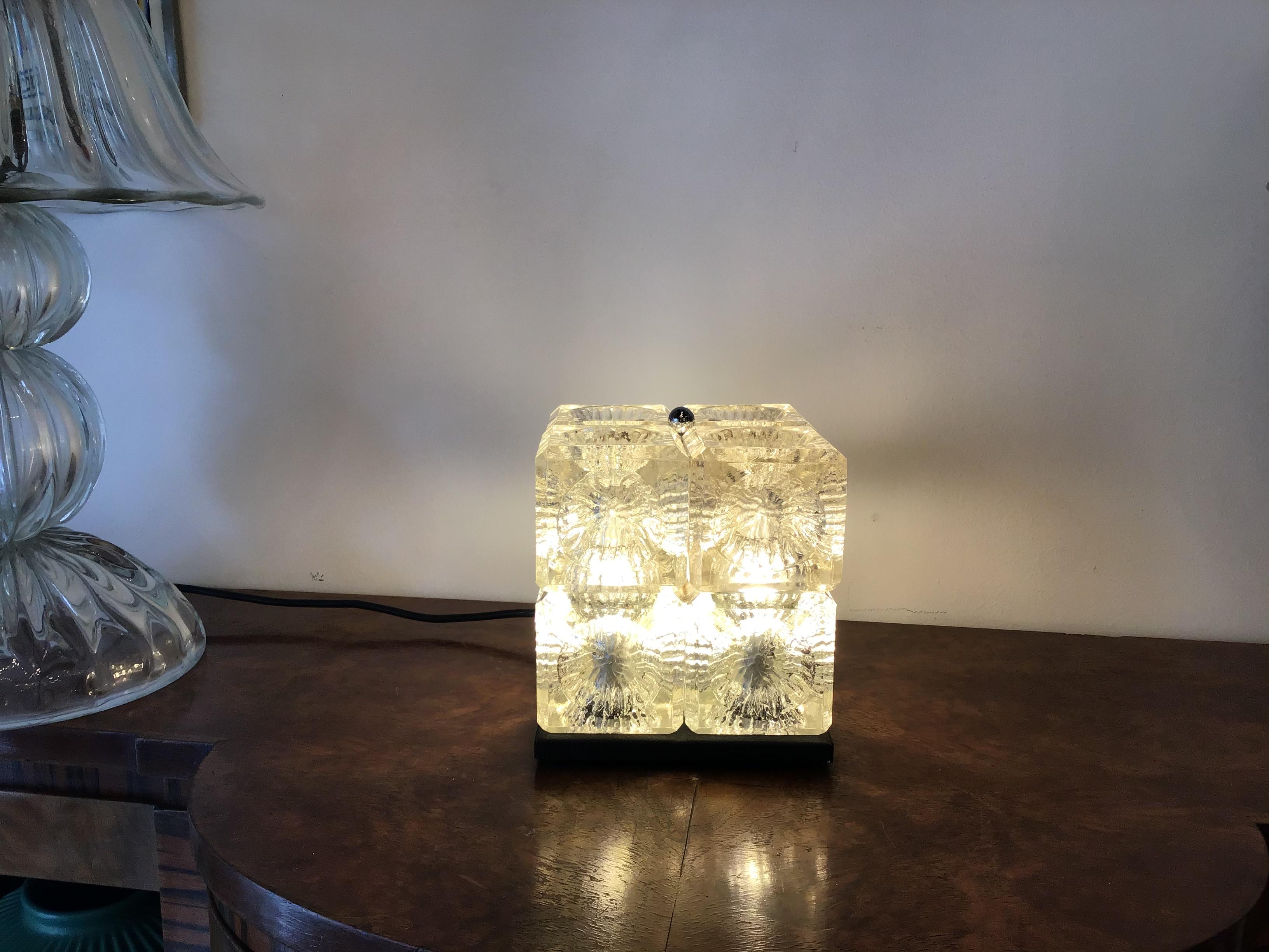Mazzega Table Lamp Glass Metal Chrome, 1968, Italy In Excellent Condition For Sale In Milano, IT