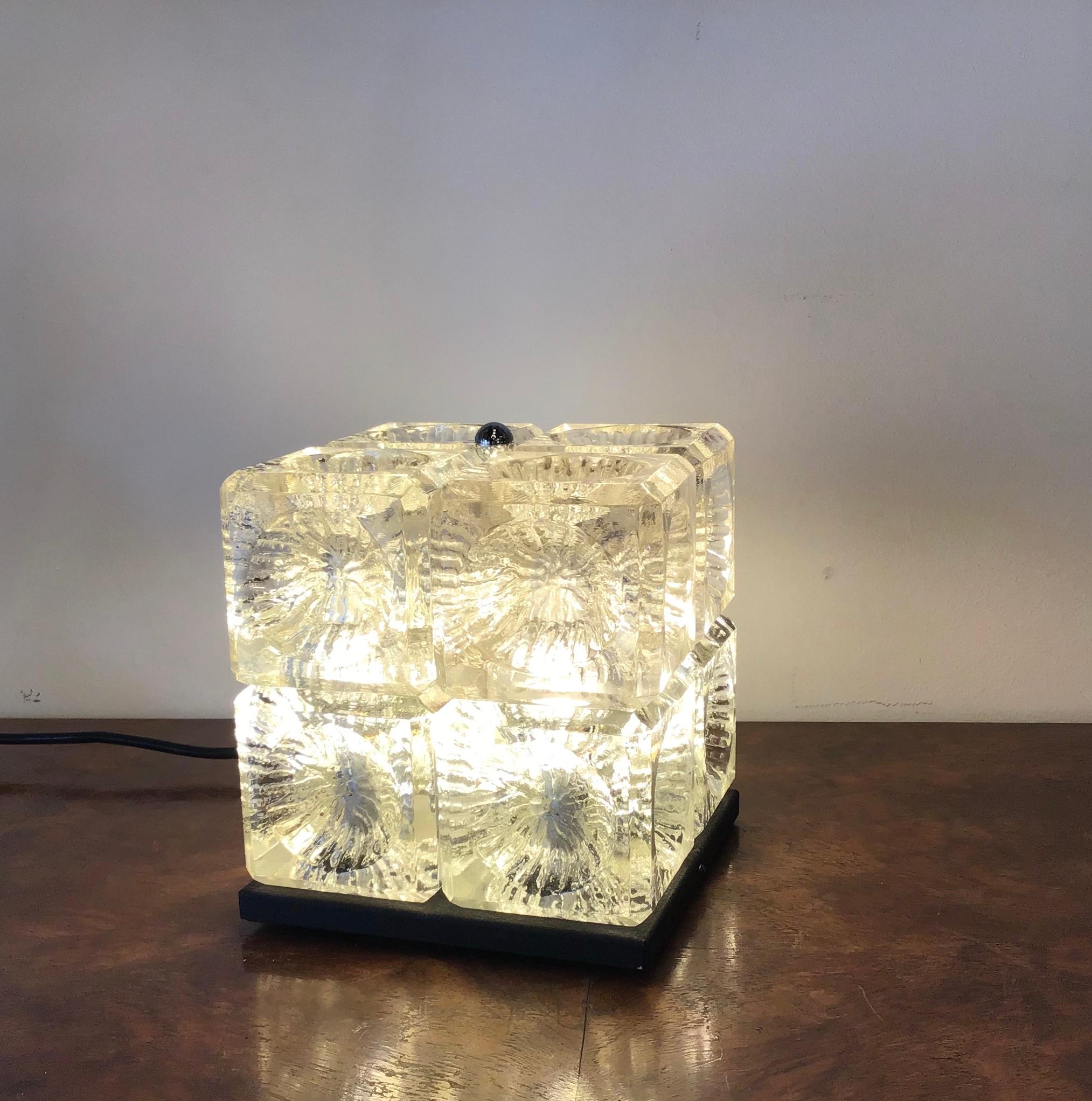 Mid-20th Century Mazzega Table Lamp Glass Metal Chrome, 1968, Italy For Sale