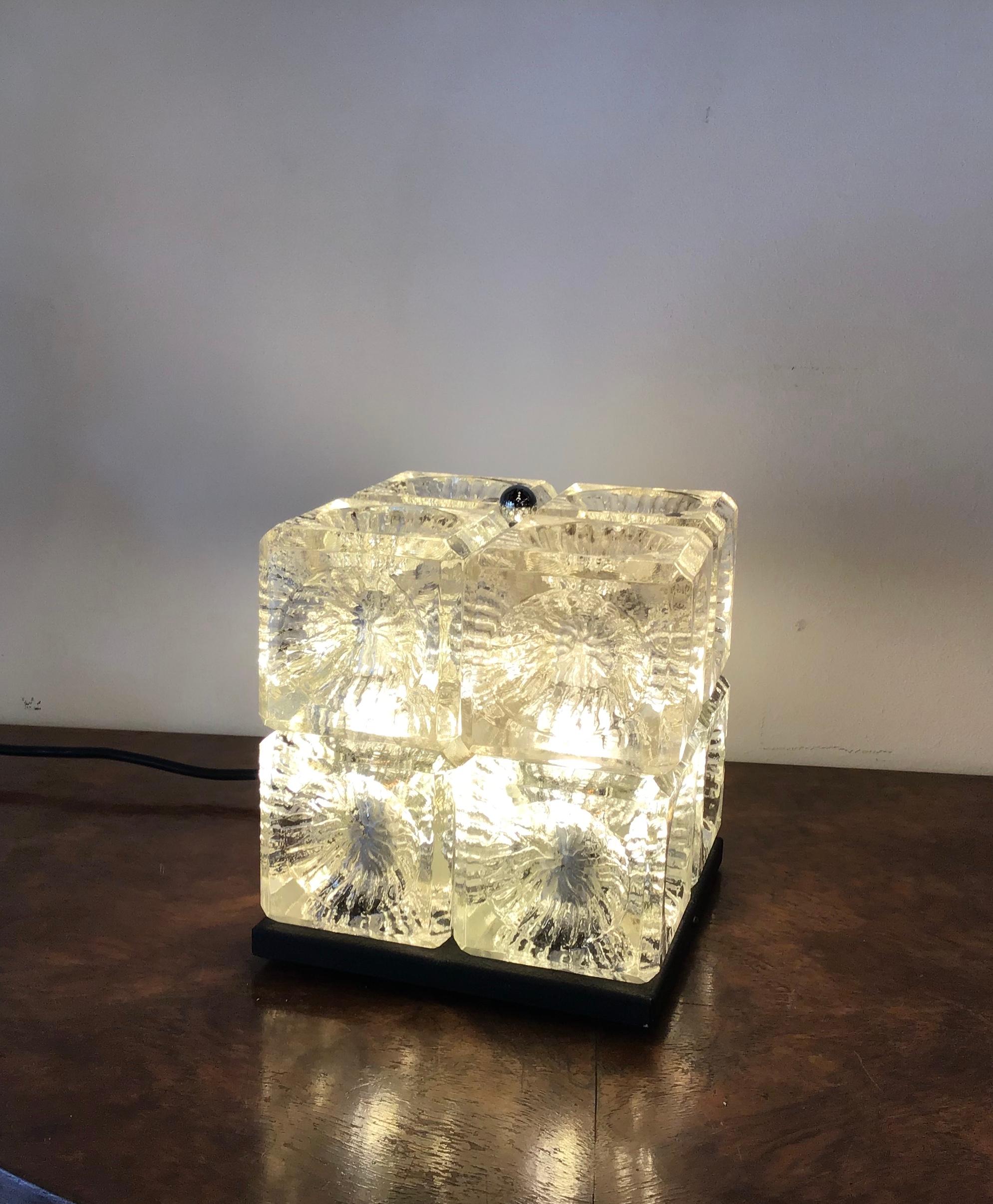 Lampe de bureau Mazzega en verre métallique chromé, 1968, Italie en vente 1