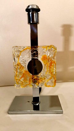 Mazzega Table Lamp In Nickel-Plated Metal And Murano Glass (Without Lampshade)