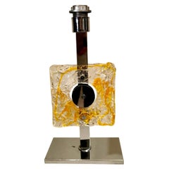 Lampada da tavolo Mazzega in metallo nichelato e vetro di Murano (senza paralume)