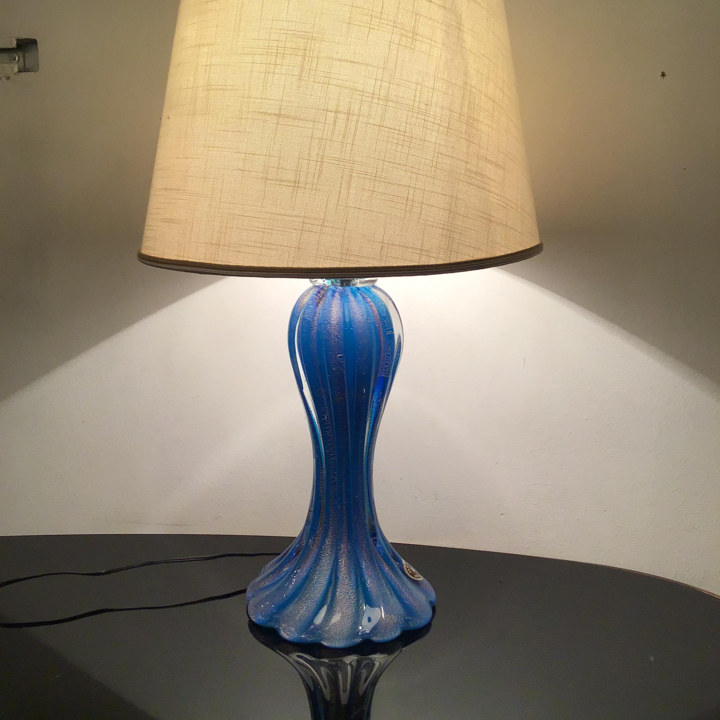 Mazzega Table Lamp Murano Glass Metal 1950 Italy For Sale 4