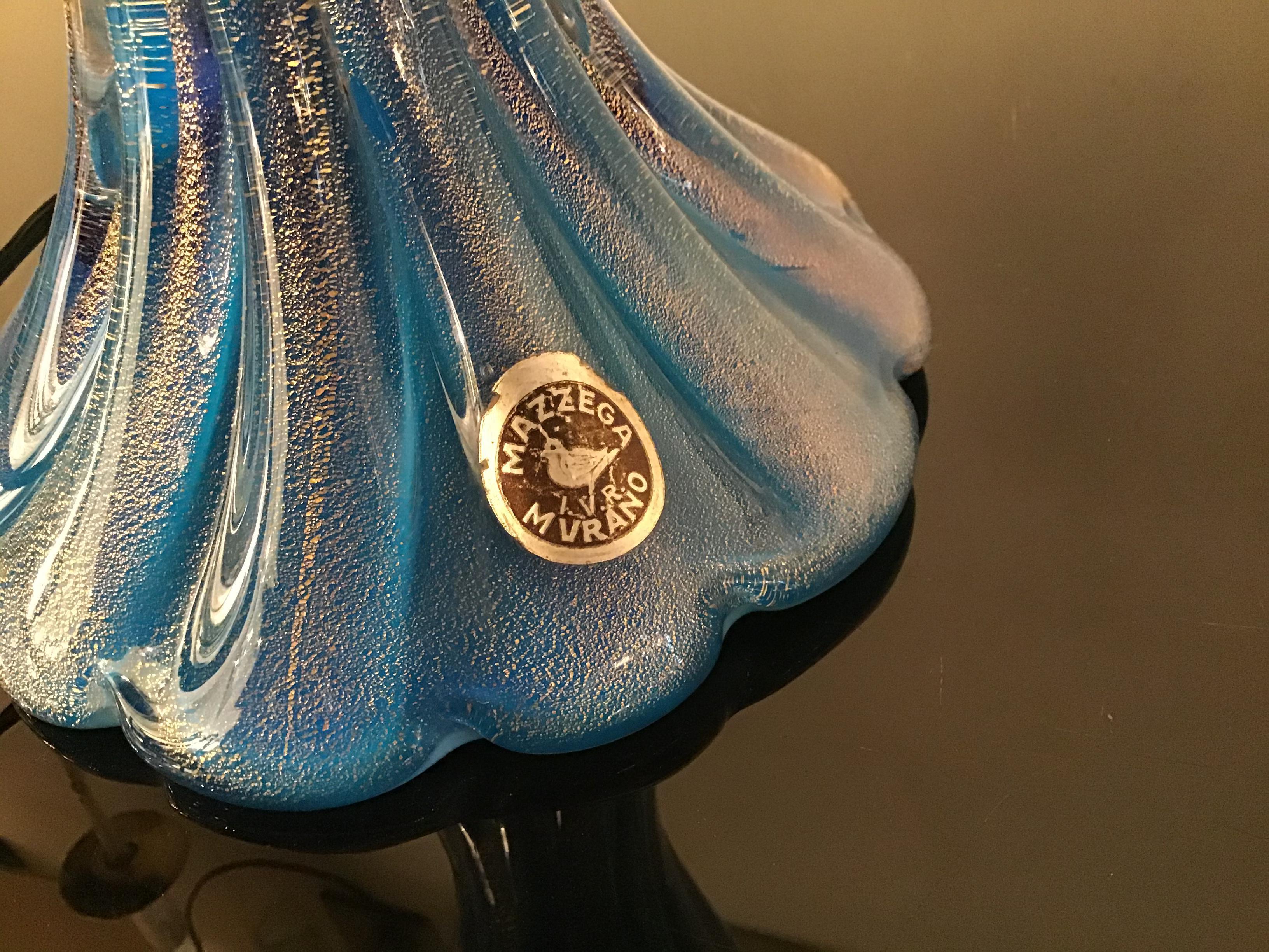 Lámpara de mesa Mazzega Murano Cristal Metal 1950 Italia en venta 5