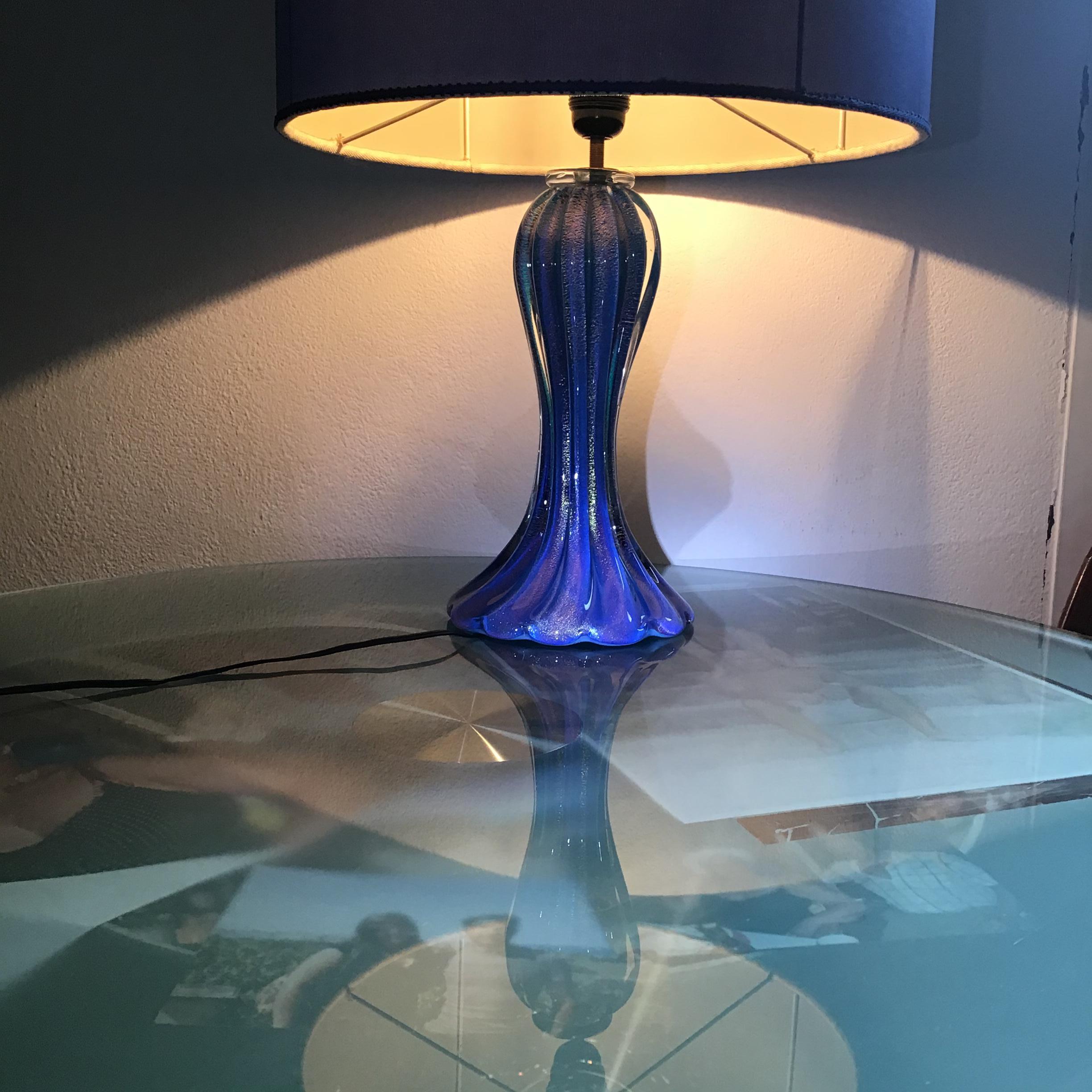 Mazzega Table Lamp Murano Glass Metal 1950 Italy For Sale 7
