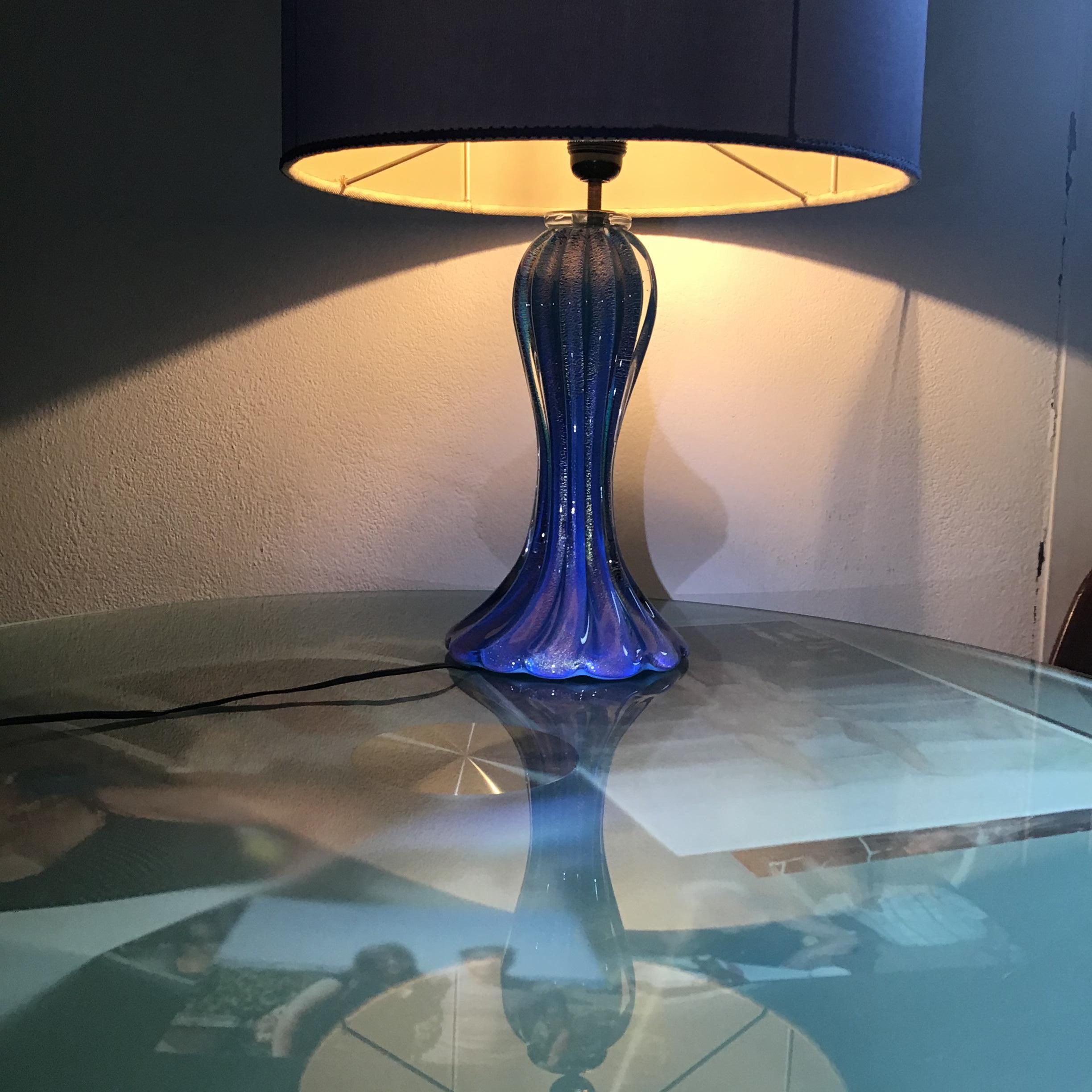 Mazzega Table Lamp Murano Glass Metal 1950 Italy For Sale 8