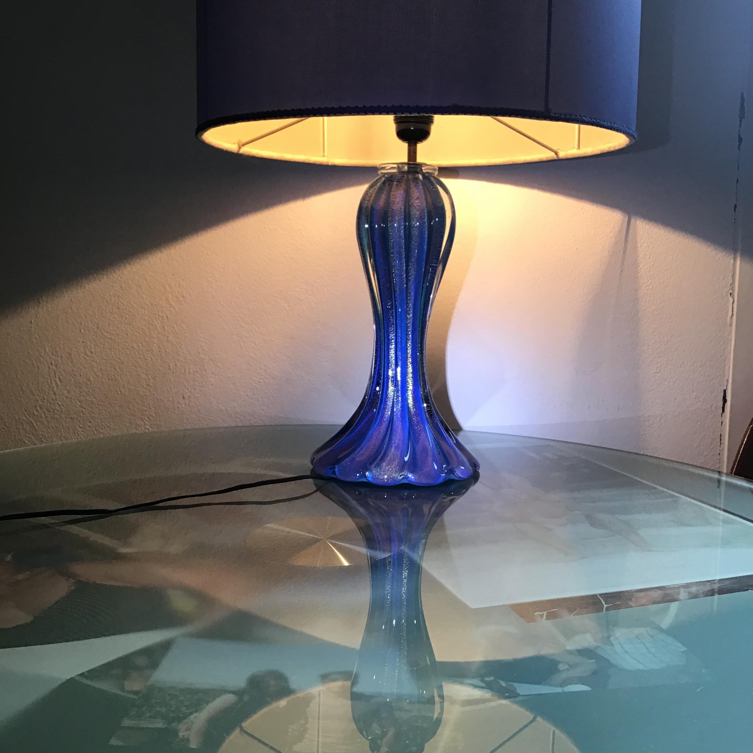 Mazzega Table Lamp Murano Glass Metal 1950 Italy For Sale 9