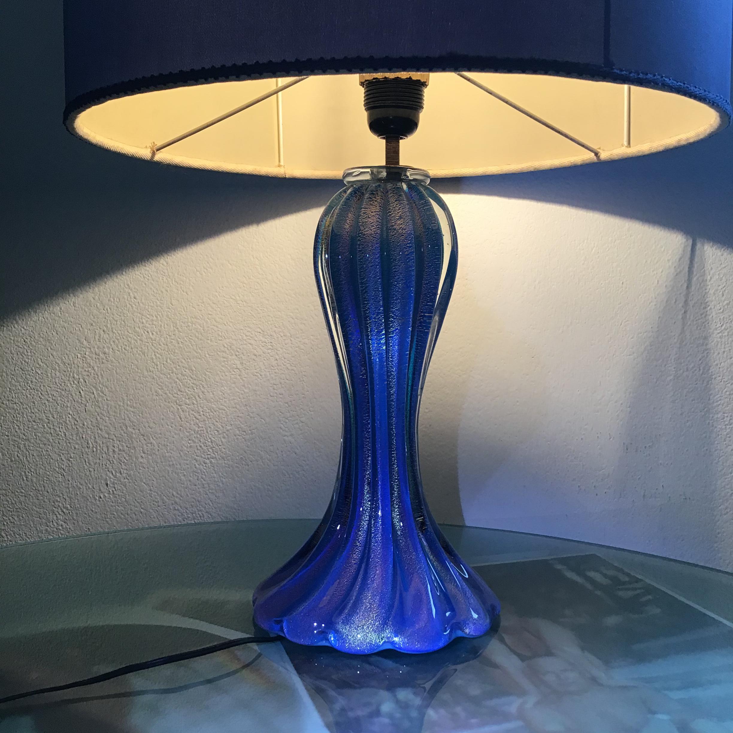 Mazzega Table Lamp Murano Glass Metal 1950 Italy For Sale 13