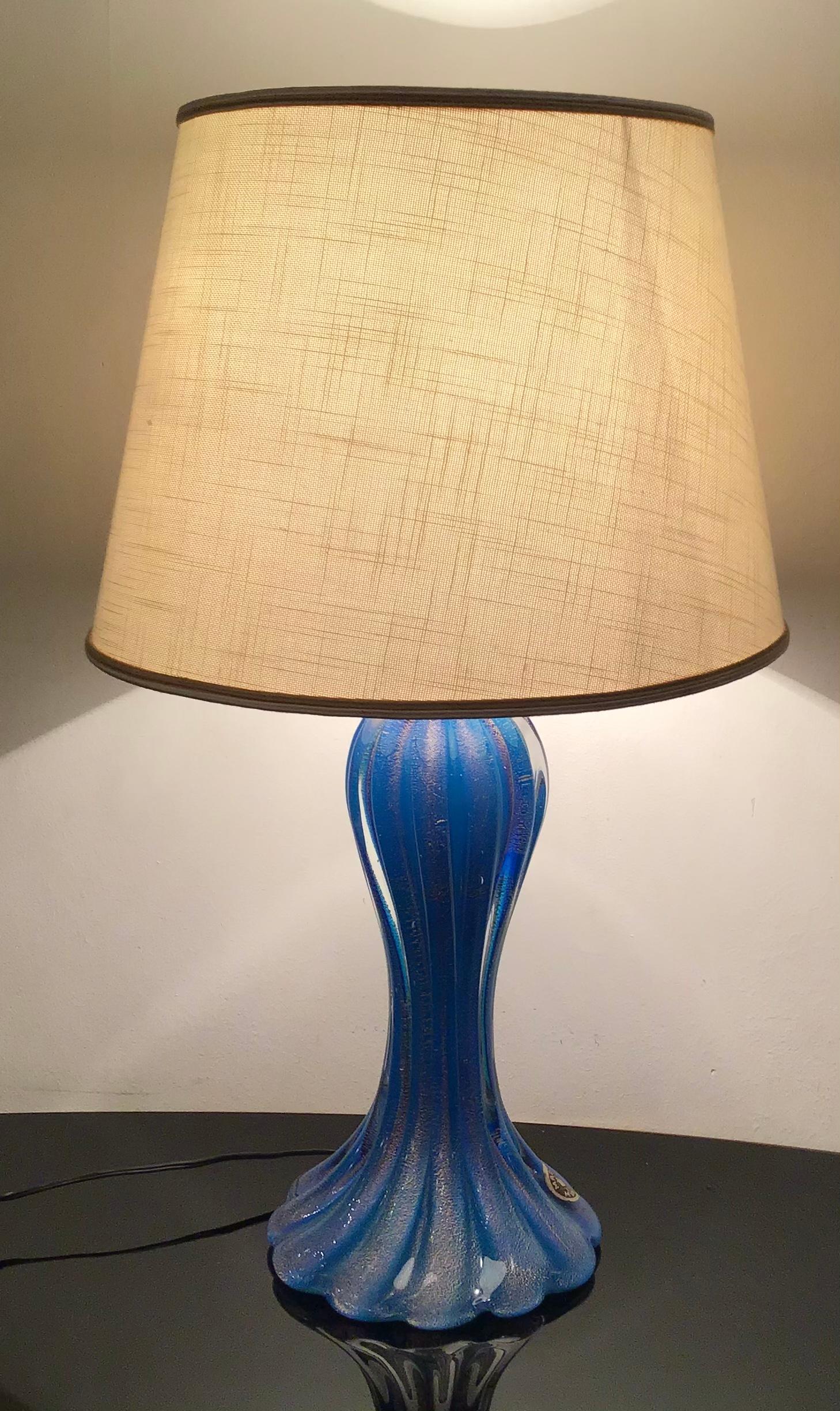 Other Mazzega Table Lamp Murano Glass Metal 1950 Italy For Sale