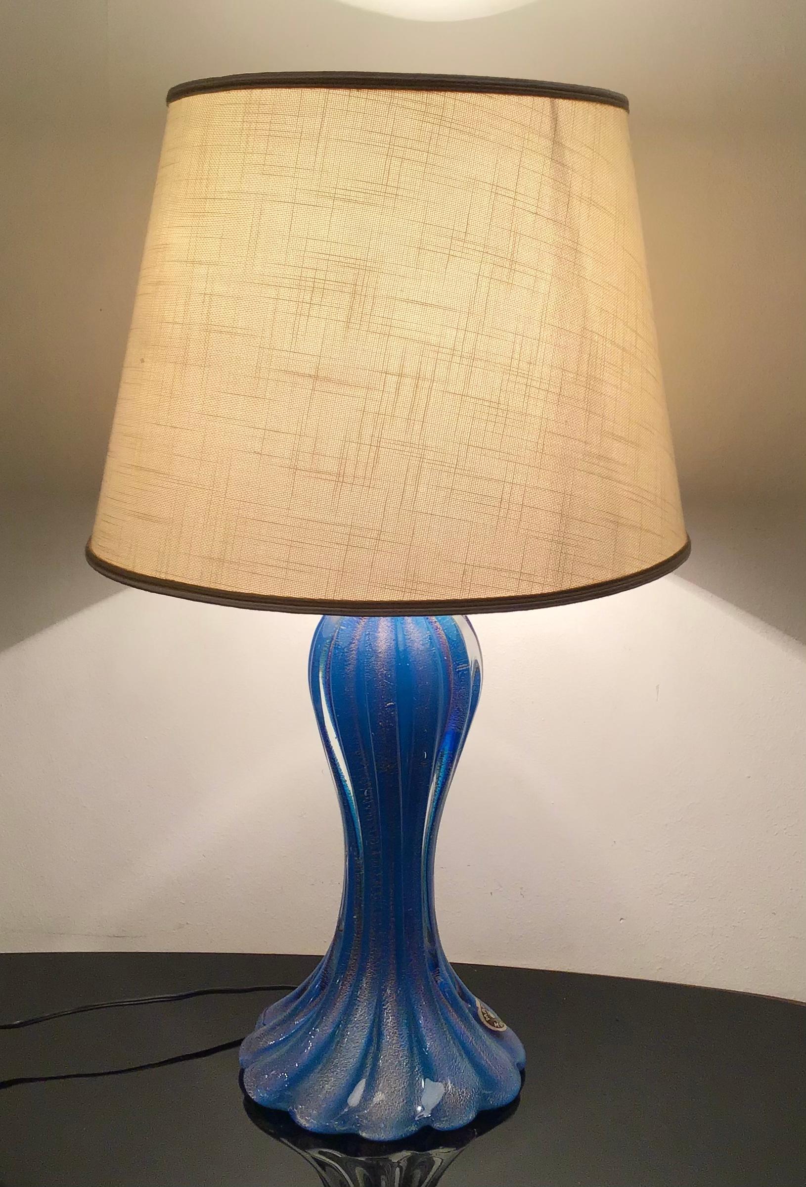 Italian Mazzega Table Lamp Murano Glass Metal 1950 Italy For Sale