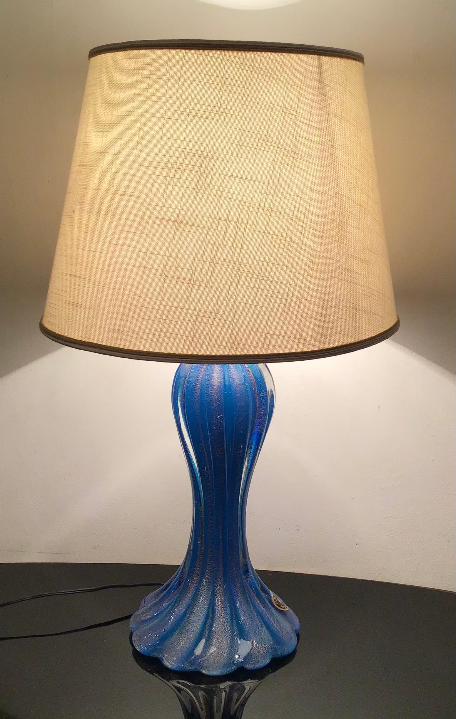 Mazzega Table Lamp Murano Glass Metal 1950 Italy In Excellent Condition For Sale In Milano, IT