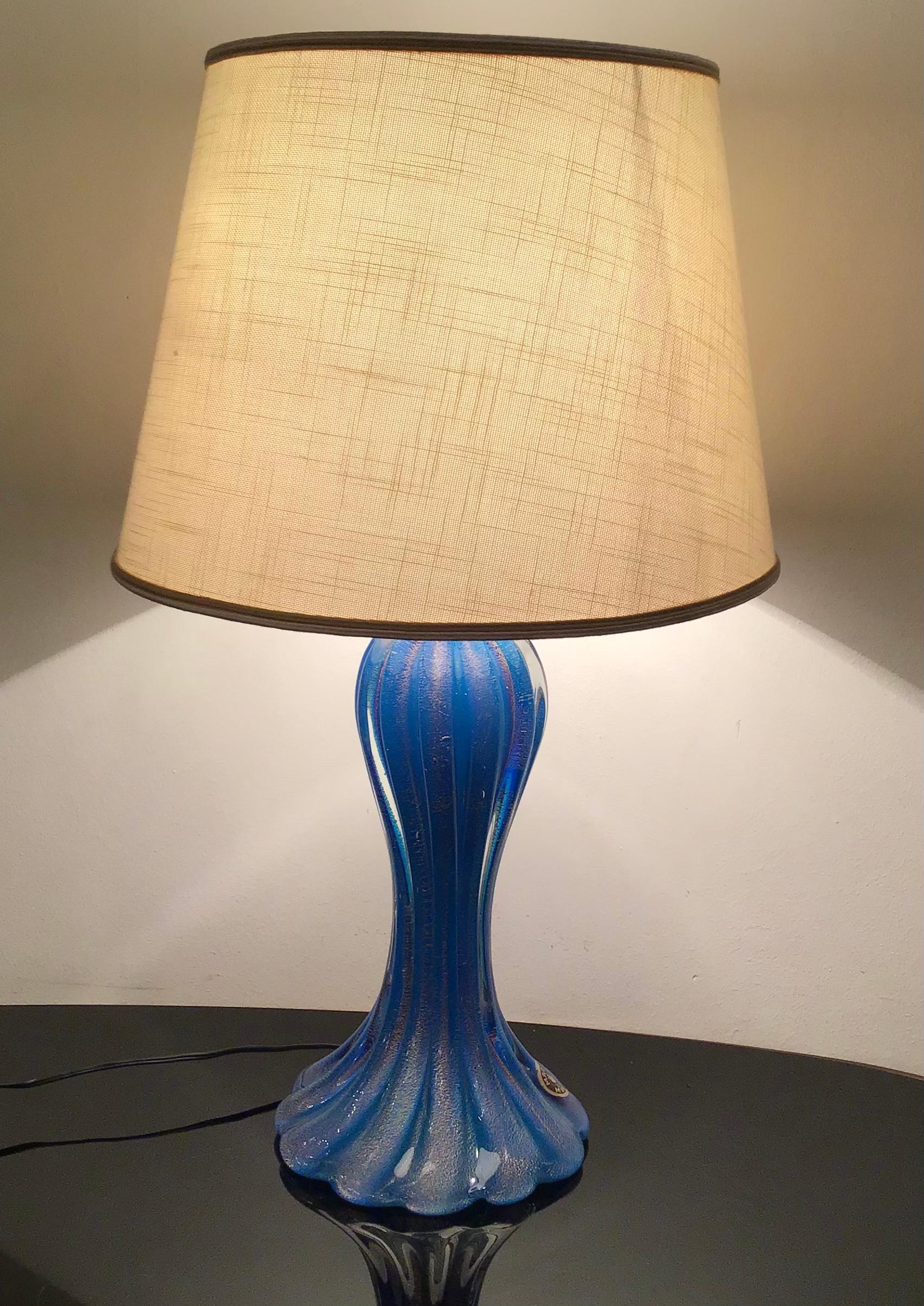 Mid-20th Century Mazzega Table Lamp Murano Glass Metal 1950 Italy For Sale