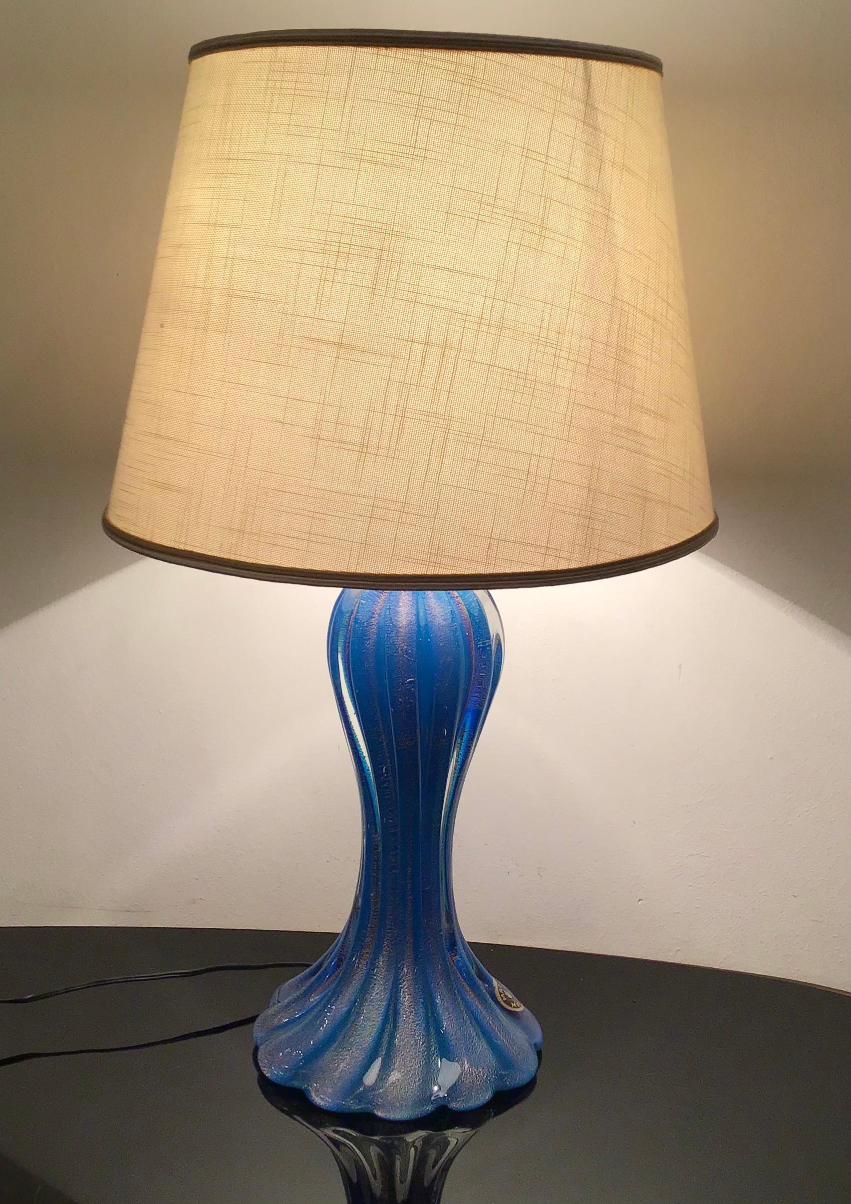 Lámpara de mesa Mazzega Murano Cristal Metal 1950 Italia mediados del siglo XX en venta