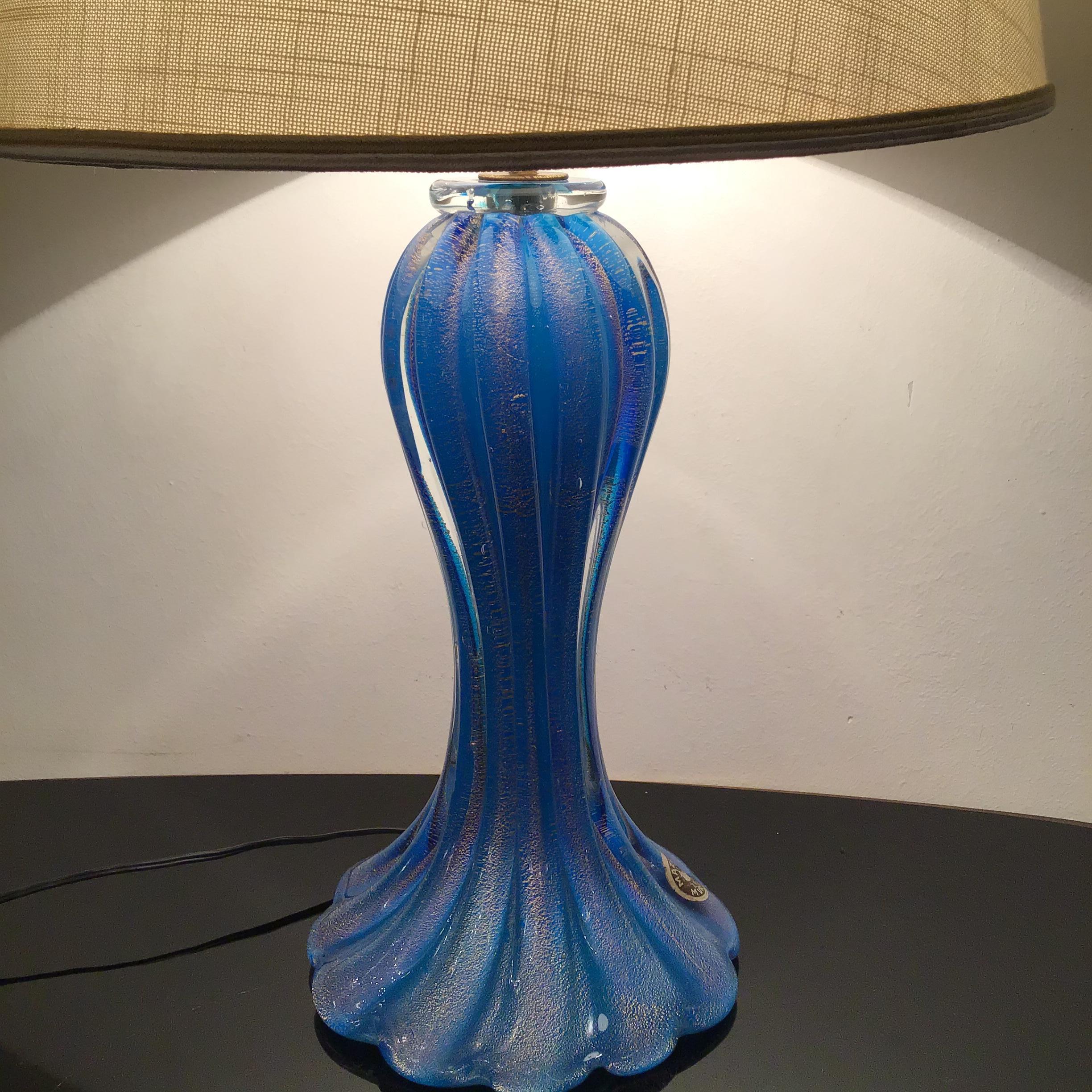 Mazzega Table Lamp Murano Glass Metal 1950 Italy For Sale 1
