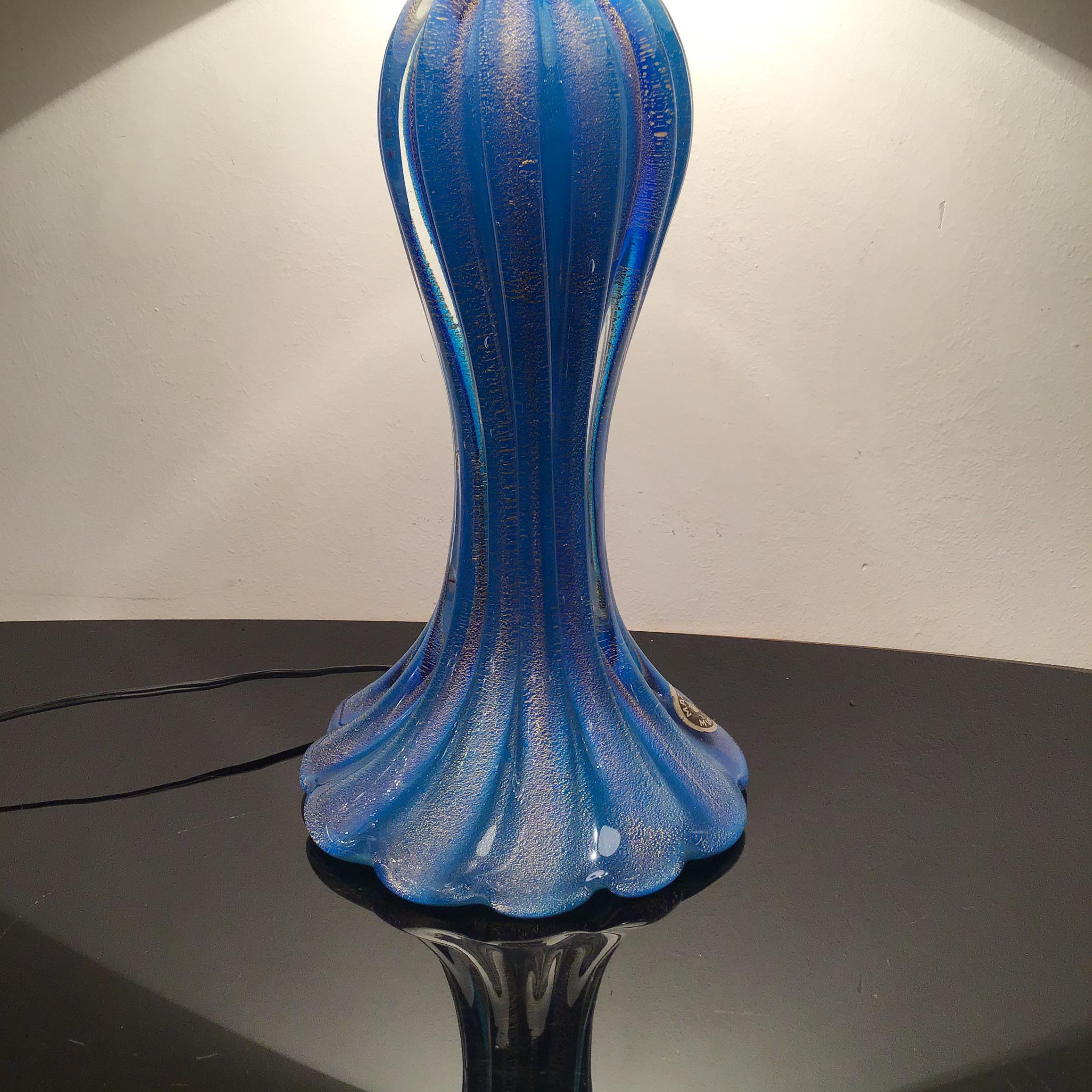 Mazzega Table Lamp Murano Glass Metal 1950 Italy For Sale 2