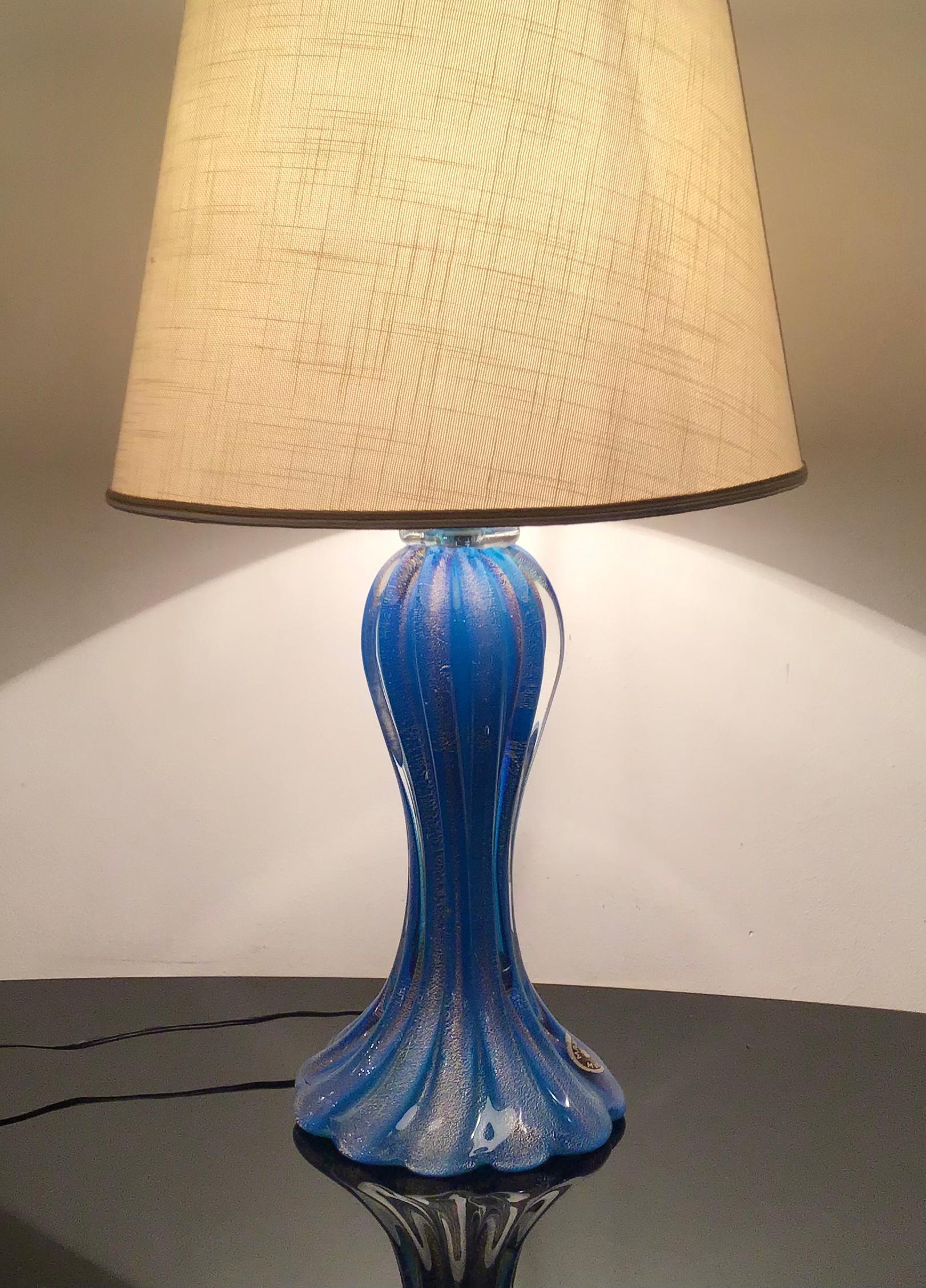 Mazzega Table Lamp Murano Glass Metal 1950 Italy For Sale 3