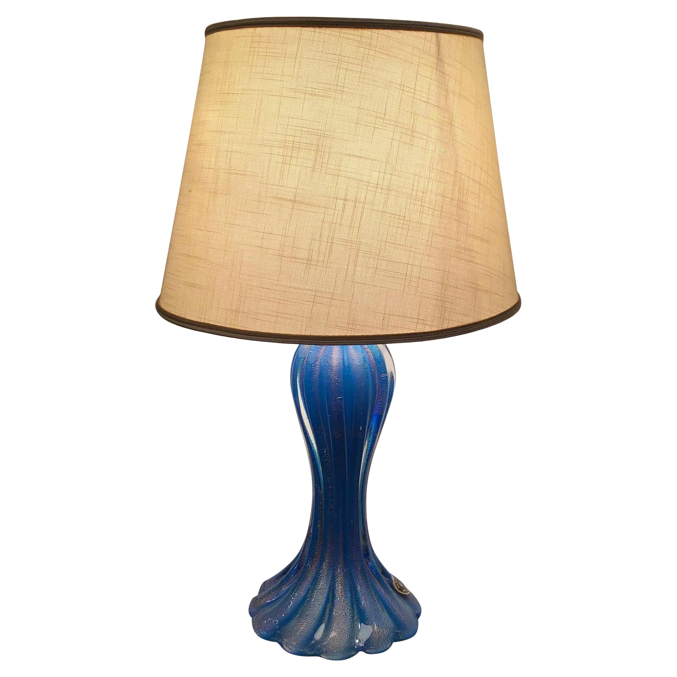 Lámpara de mesa Mazzega Murano Cristal Metal 1950 Italia