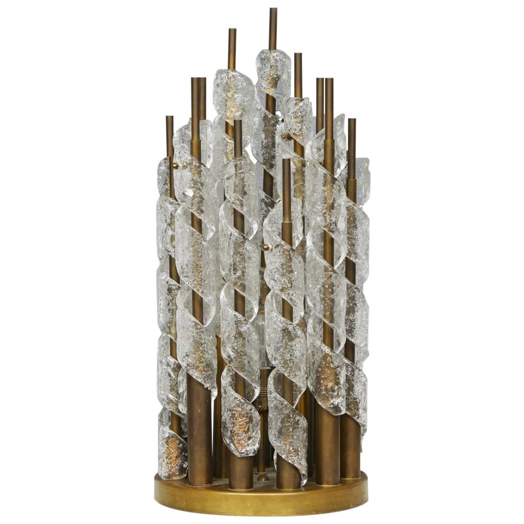 Mazzega Table Lamp Murano Glass Metal Crome, 1960, Italy