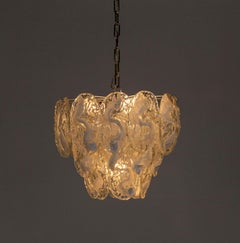 Mazzega Tiered Ice Glass Petals Pendant Light