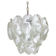 Mazzega Tiered Ice Glass Petals Pendant Light