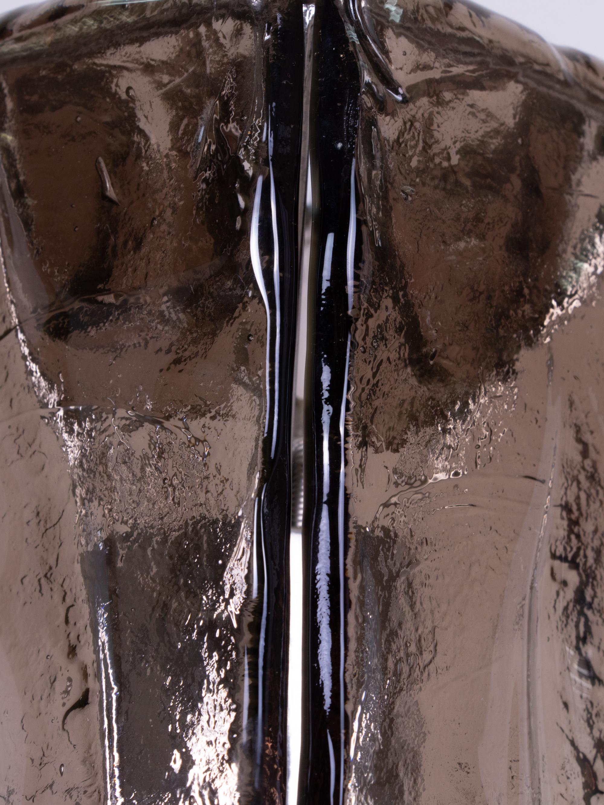 Acciaio Lampada a sospensione Mazzega Tulipano in vetro di Murano ambrato e trasparente di Carlo Nason Italia 1960s in vendita