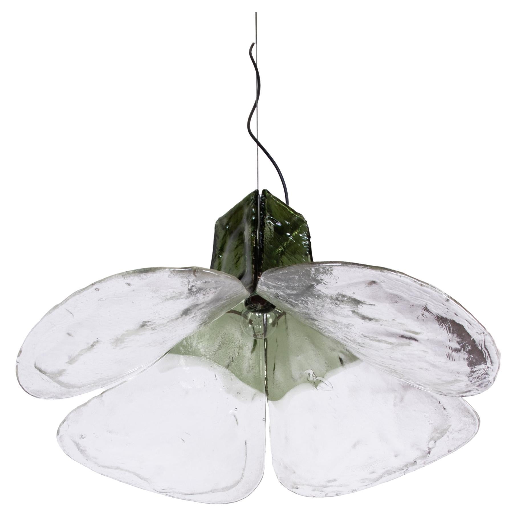 Fatto a mano Lampada a sospensione Mazzega Tulipano in Greene & Greene Murano di Carlo Nason Italia 1960s in vendita