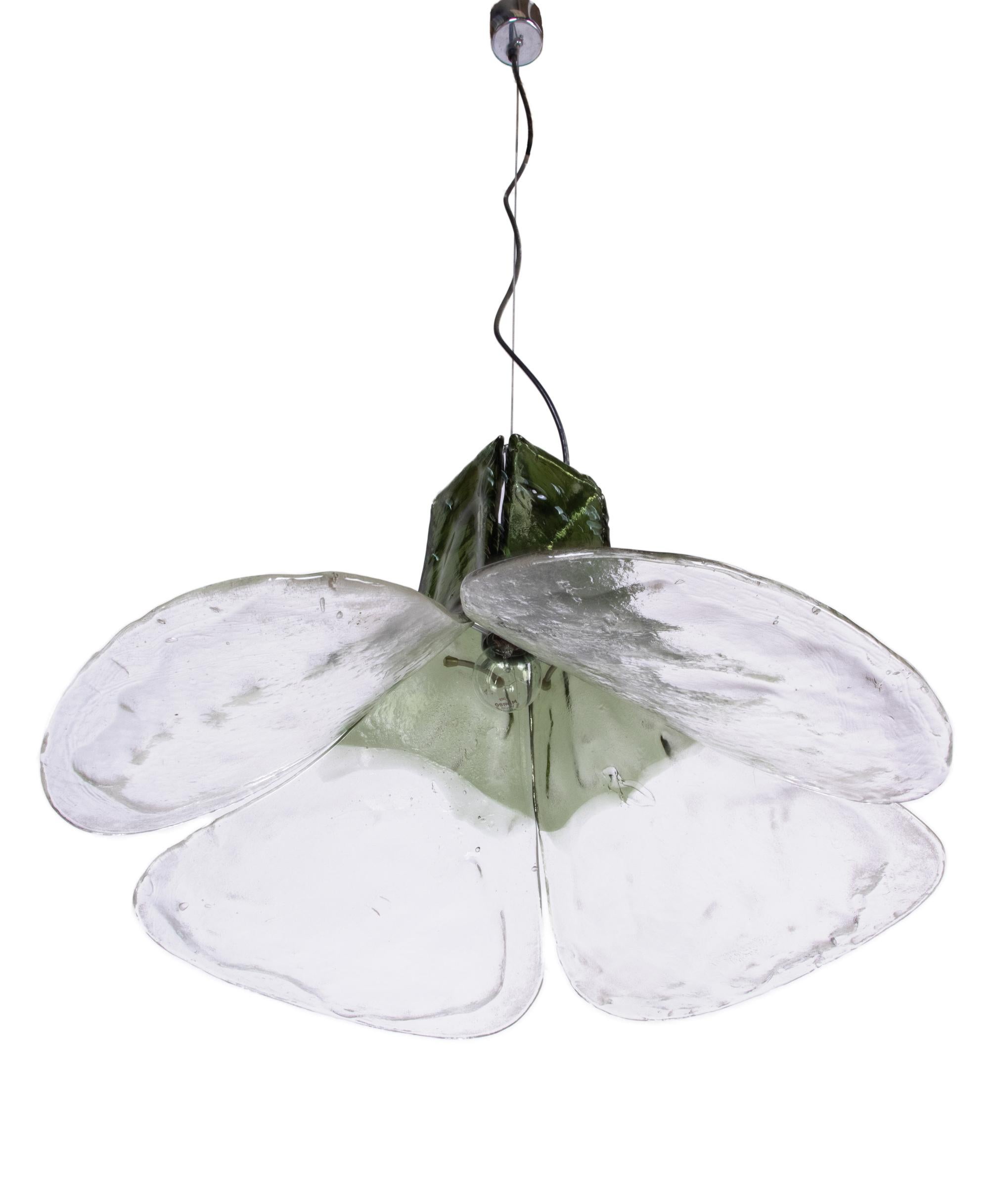Metà XX secolo Lampada a sospensione Mazzega Tulipano in Greene & Greene Murano di Carlo Nason Italia 1960s in vendita
